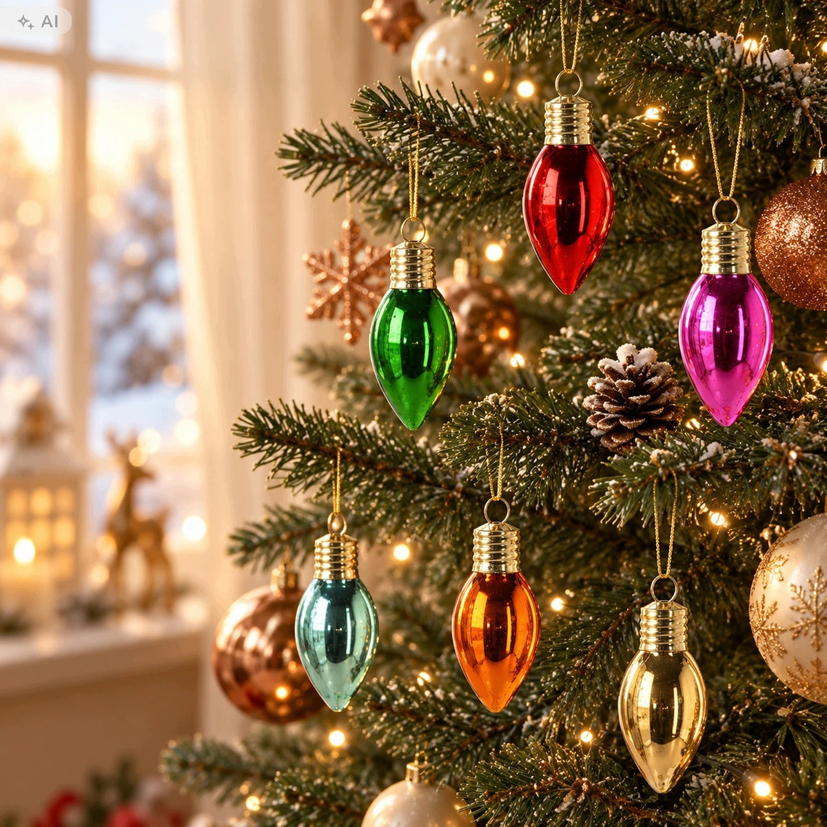 Glass baubles multicolor bulbs 9 pcs Christmas tree decorations PRL Packaging status original