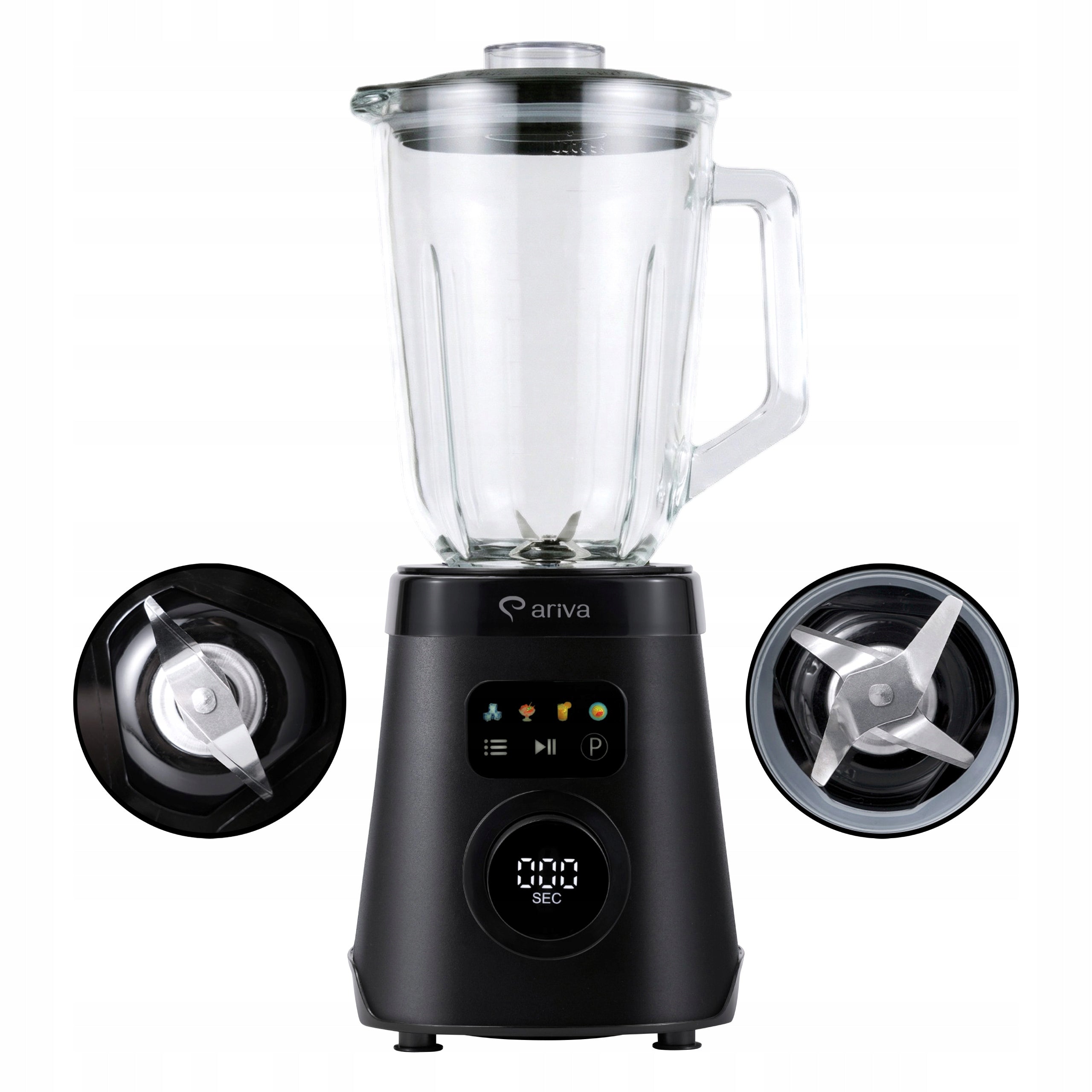 Glass cup blender Ariva 1000W LED ice grinder smoothie 1,5L Manufacturer code Ariva-blender-1000