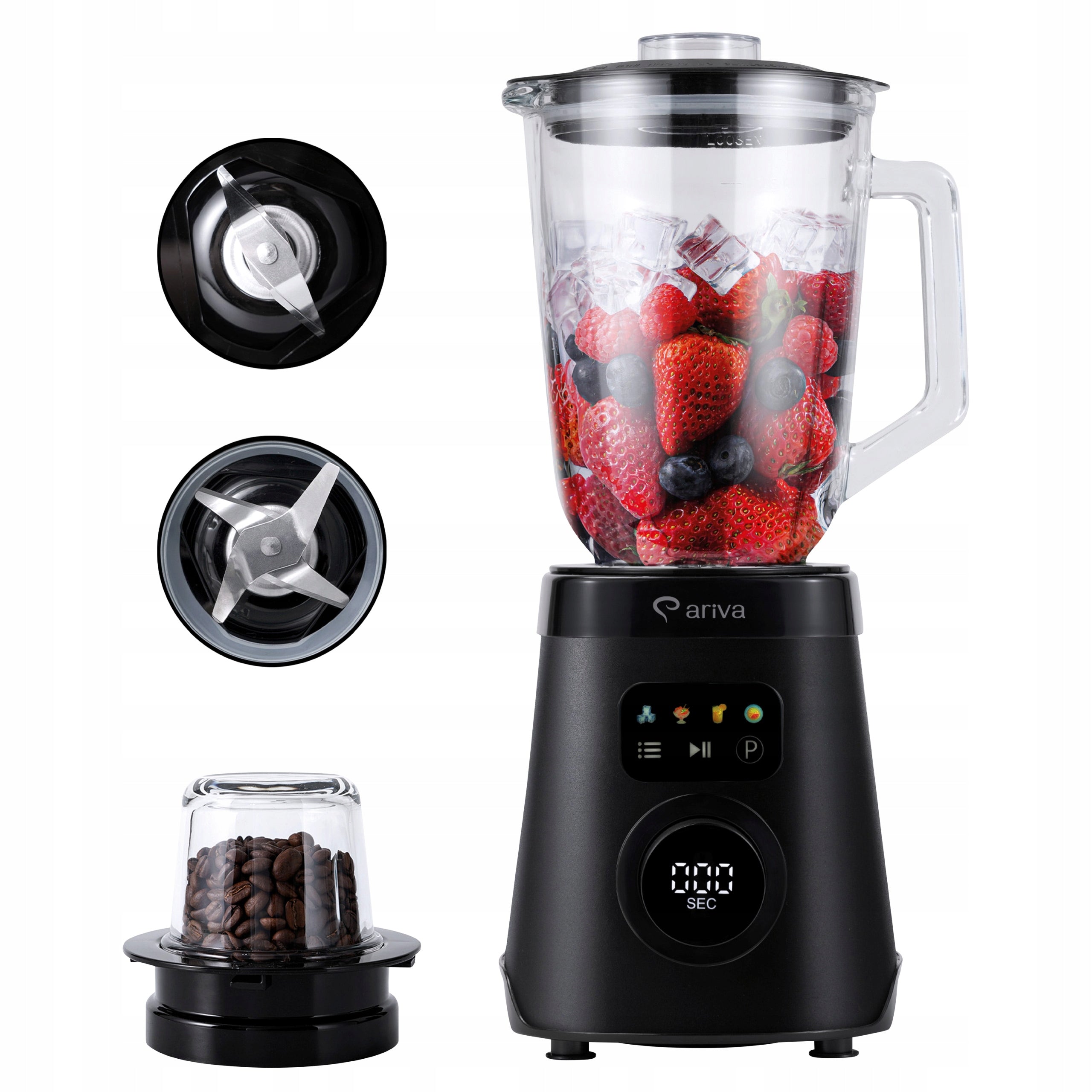 Glass cup blender Ariva 1000W LED ice grinder smoothie 1,5L Packaging status original