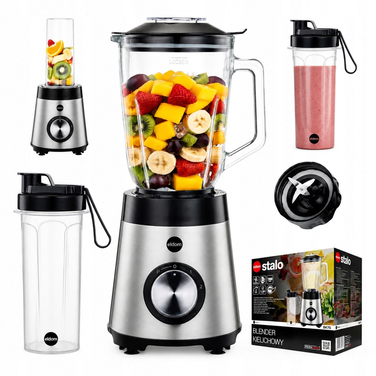 Glass cup blender for smoothie cocktails 2L 1000W plus water bottle MIXER
