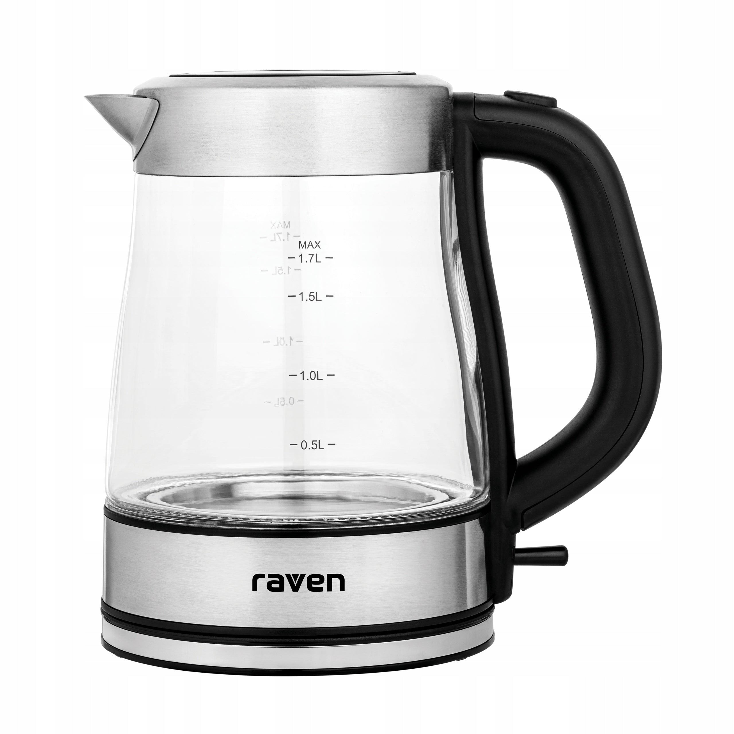 Glass electric kettle Raven EC027C 1,7 Liter 2200W LED Black and Silver