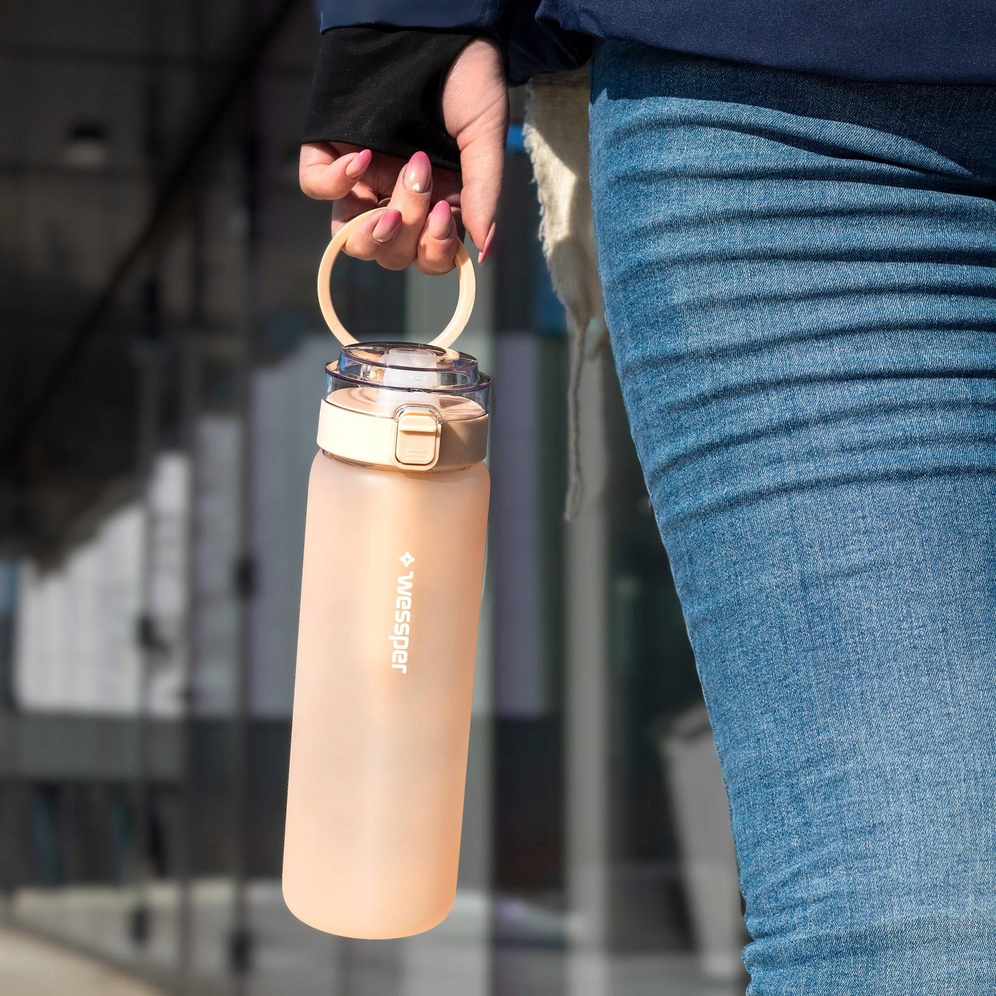Glass filter bottle Wessper ActiveMax 0,68l beige + 1x CARTRIDGE Product height 8 cm