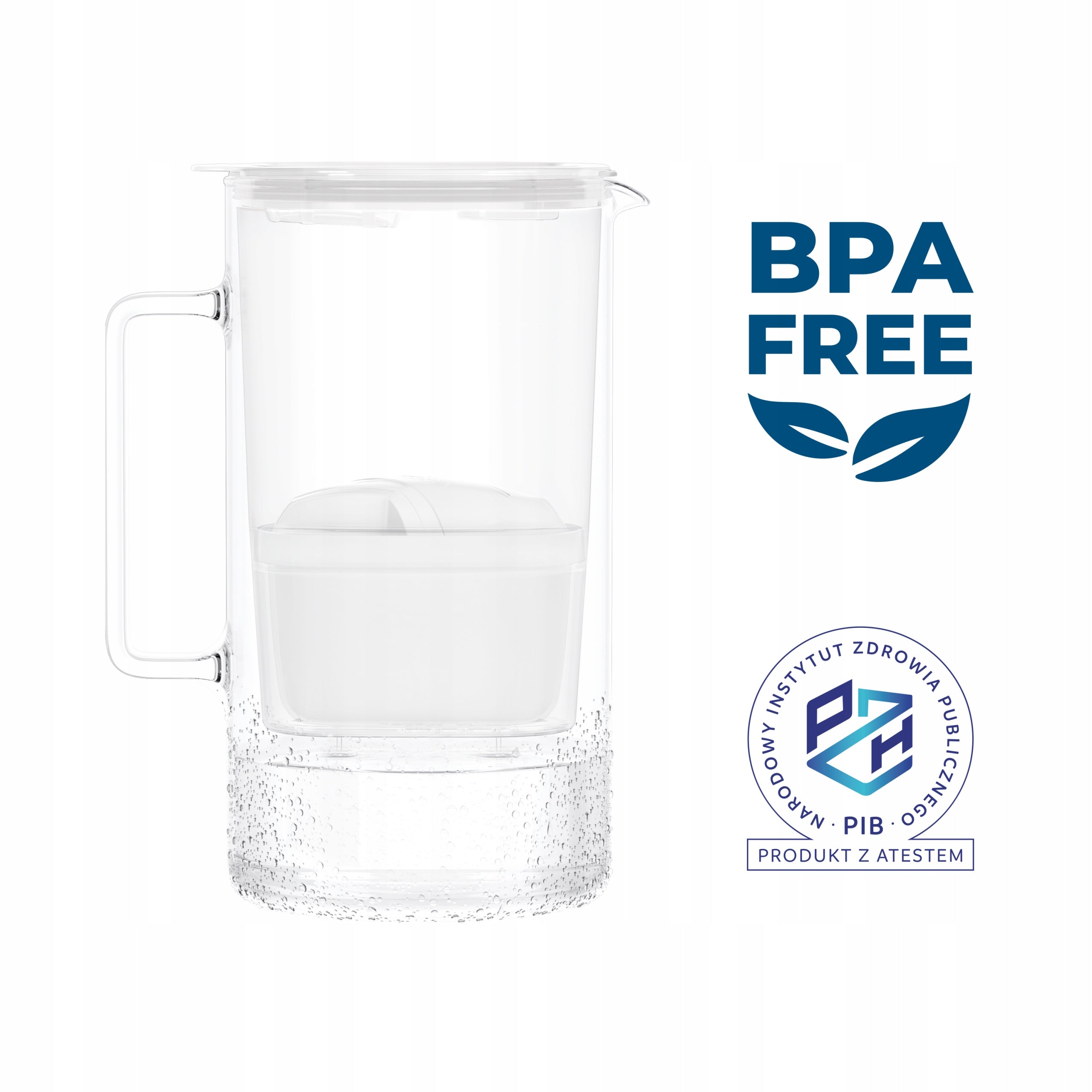 Glass filter jug 2L Wessper WES208-FF-WH MINI + filter indicator Type filtering jug