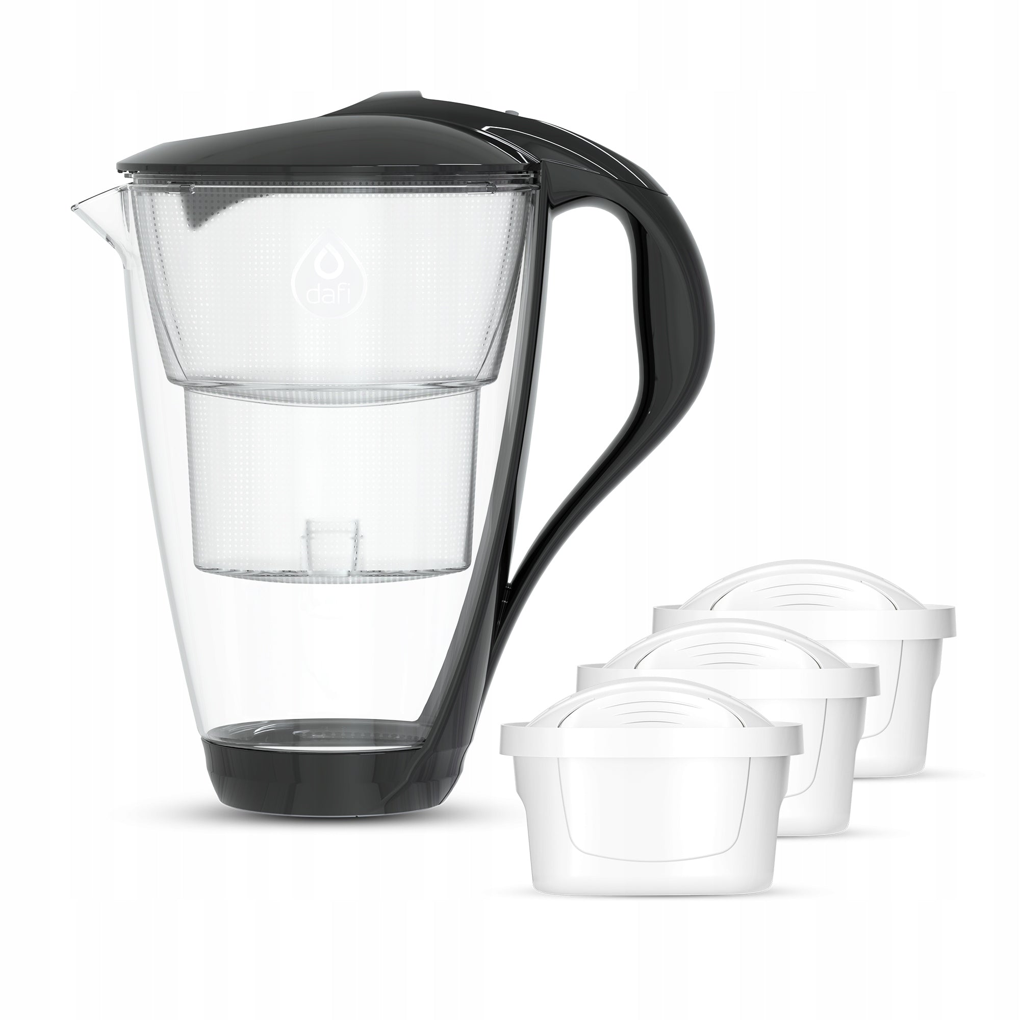 Glass filter jug Dafi CRYSTAL LED black 3 Unimax cartridges