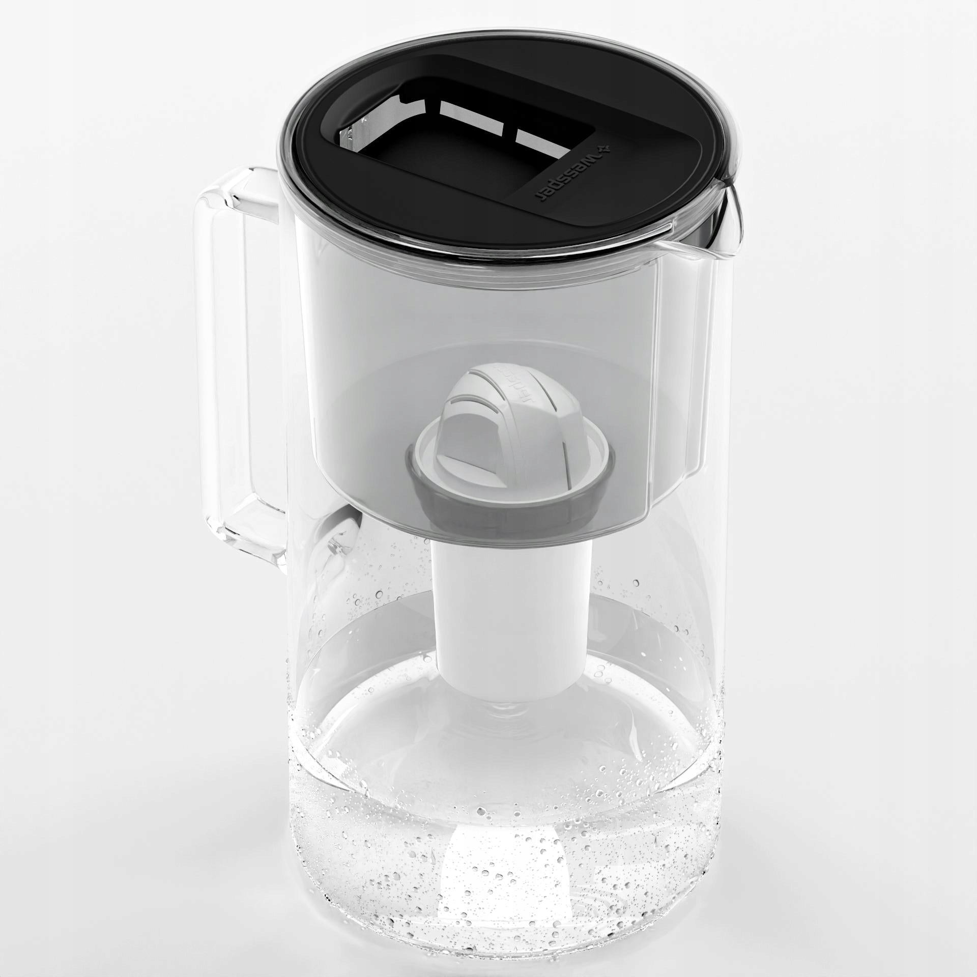 Glass filter jug Wessper 3l B2 BOROSILICATE + 3x water filter Manufacturer code WES202-BK_+_2X_FL02