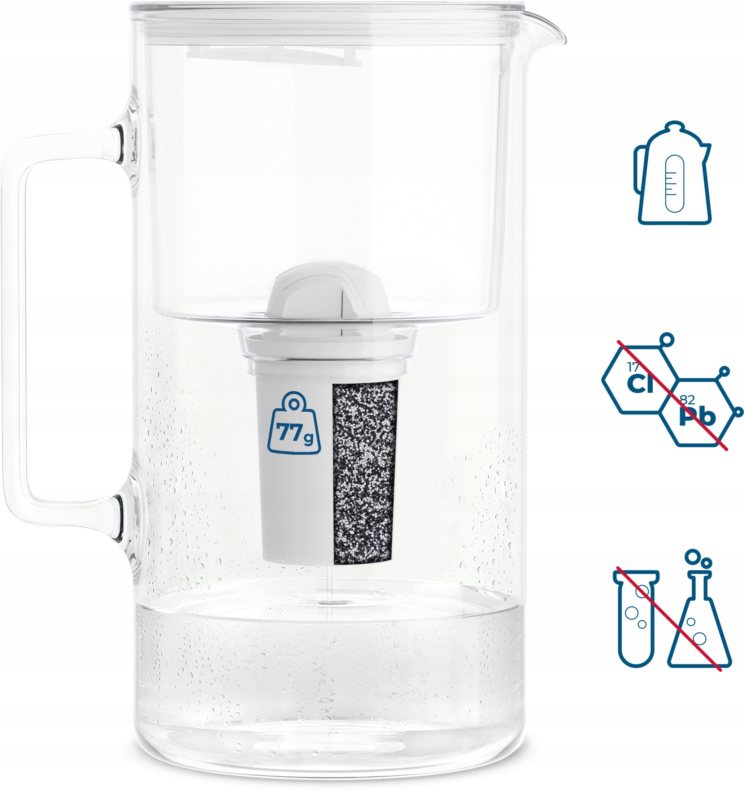 Glass filter jug Wessper 3l White + 5x Aquaclassic filter Brand Wessper