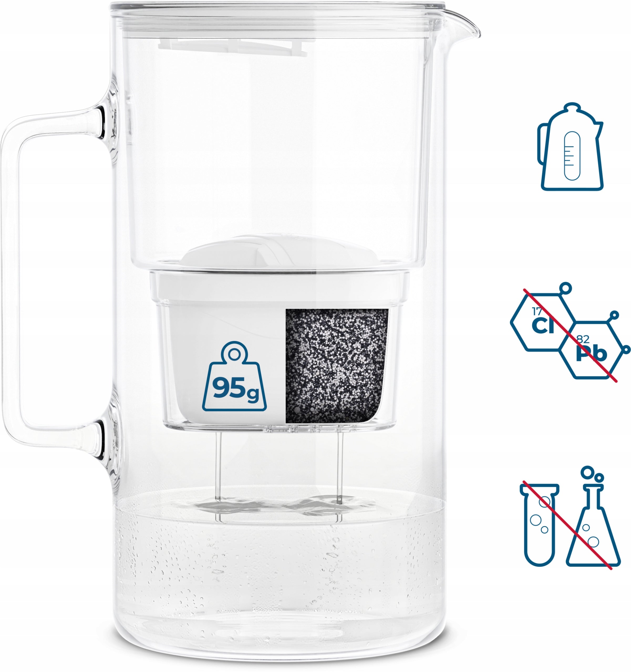 Glass filter jug Wessper D2 Borosilicate 3l white + 2x filter Brand Wessper