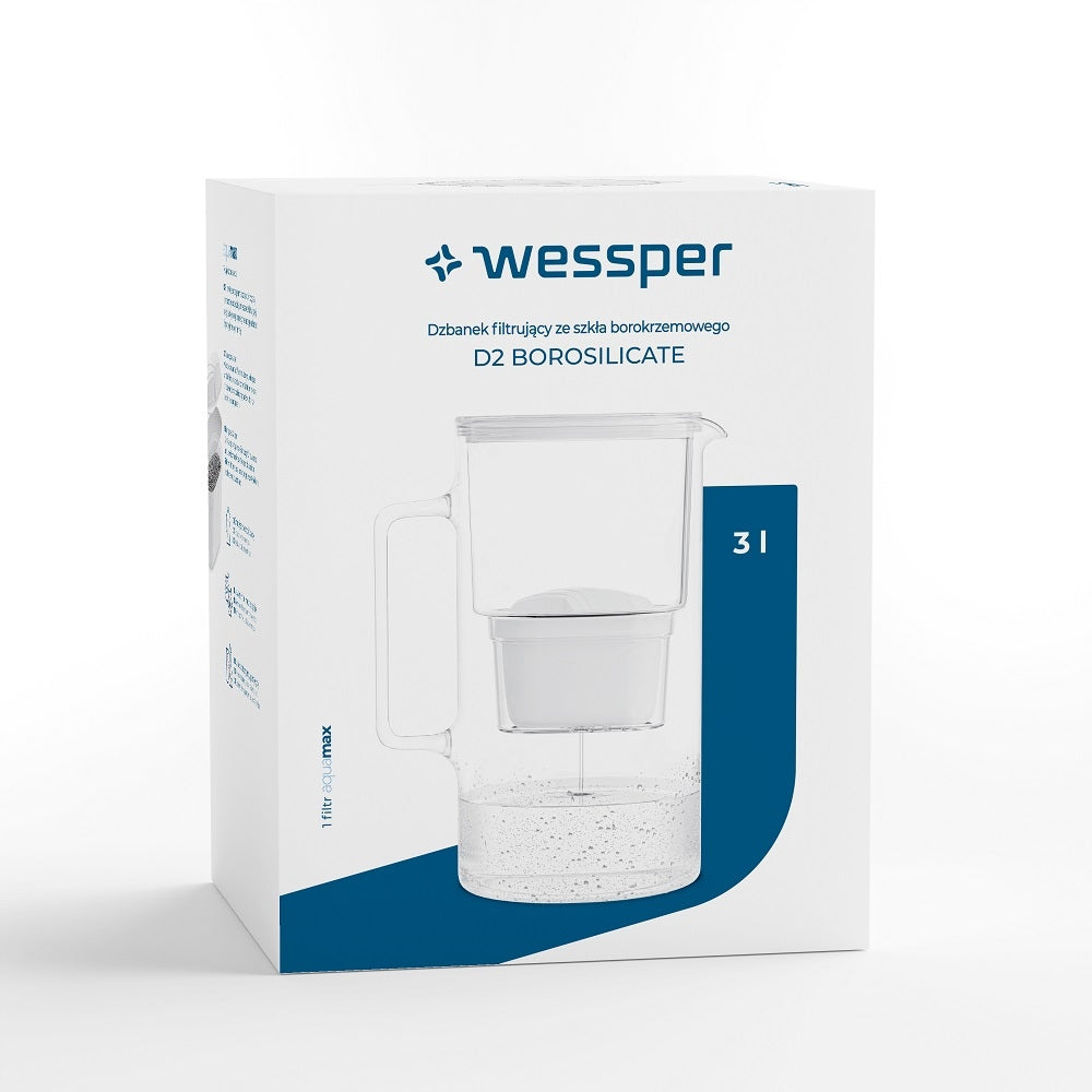 Glass filter jug Wessper WES201-WH Crystalline 3L +filter (white) Type filtering jug