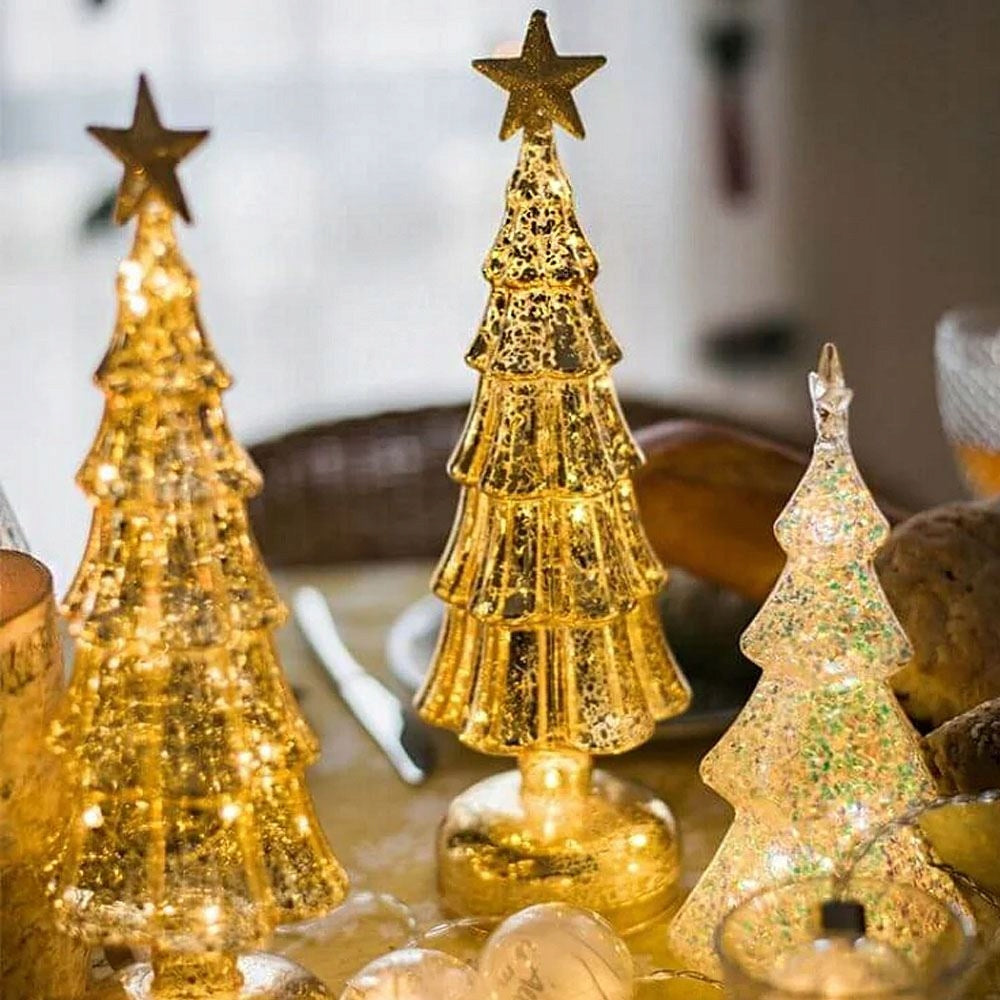 Glass glowing LED Christmas tree 30 cm - Christmas decoration