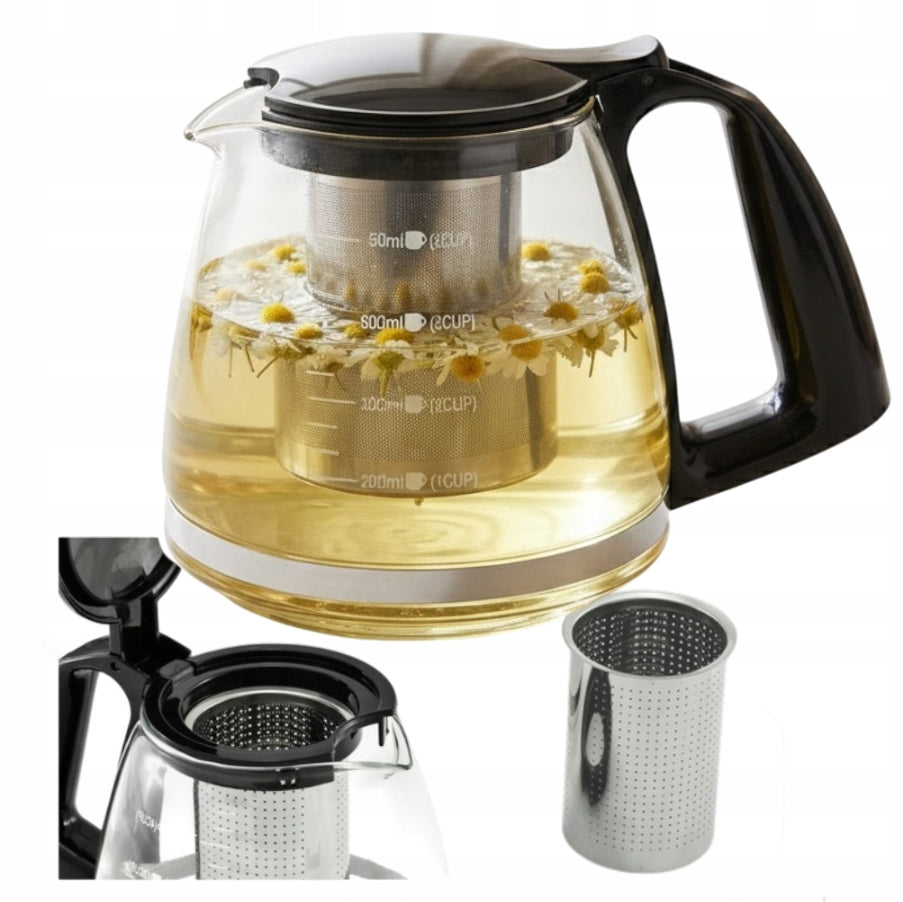 Glass jug with infuser 900 ml for tea, coffee and herbs