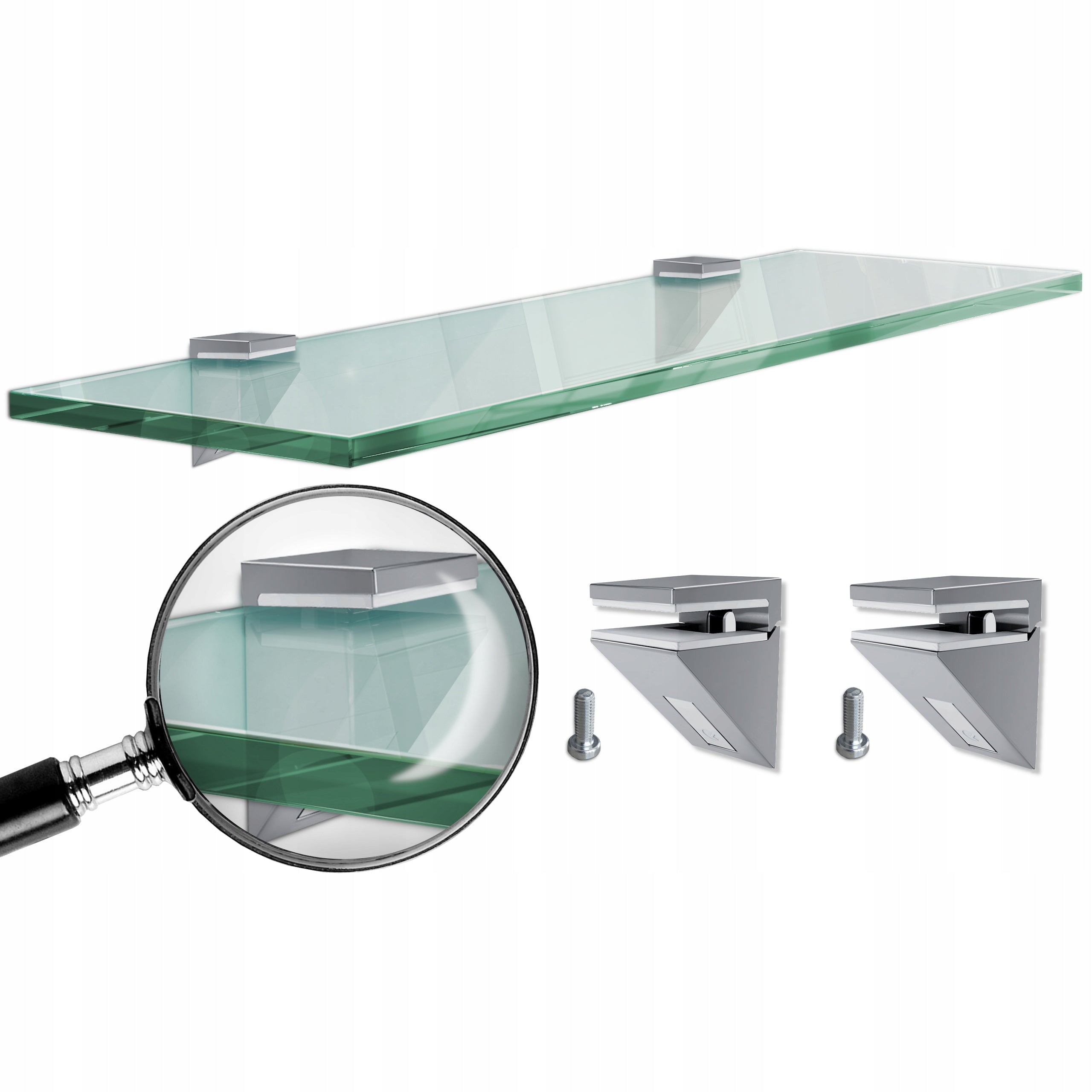 Glass mirror shelf 60cm- Transparent
