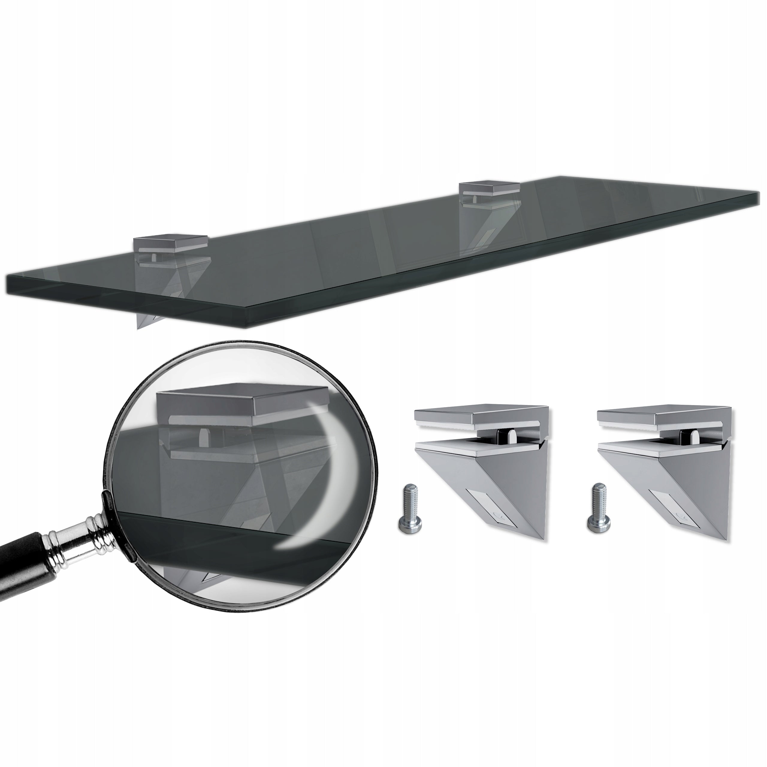 Glass mirror shelf 80cm- Graphite