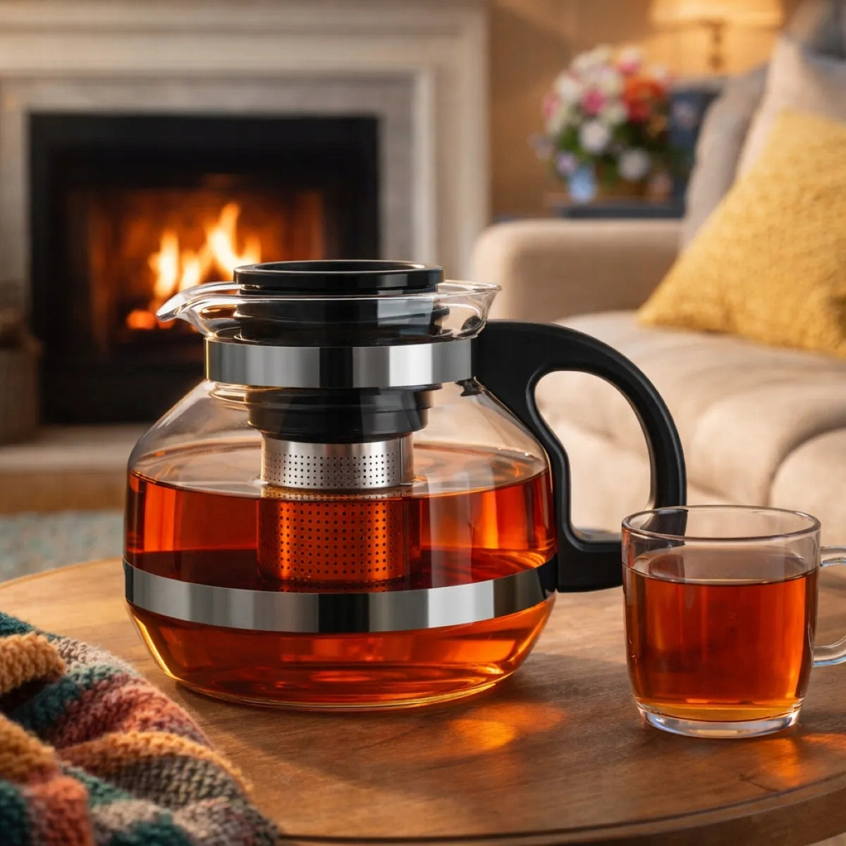 Glass tea pot herbs infuser with strainer Altom Design 1,8 l Line Sencha