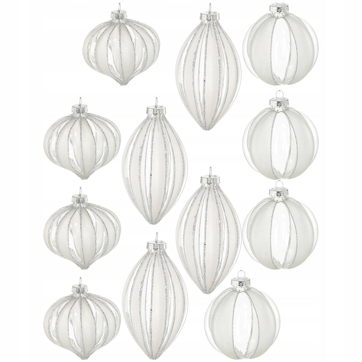 Glass transparent Christmas tree baubles 11 cm Christmas tree fittings 12 pcs mix
