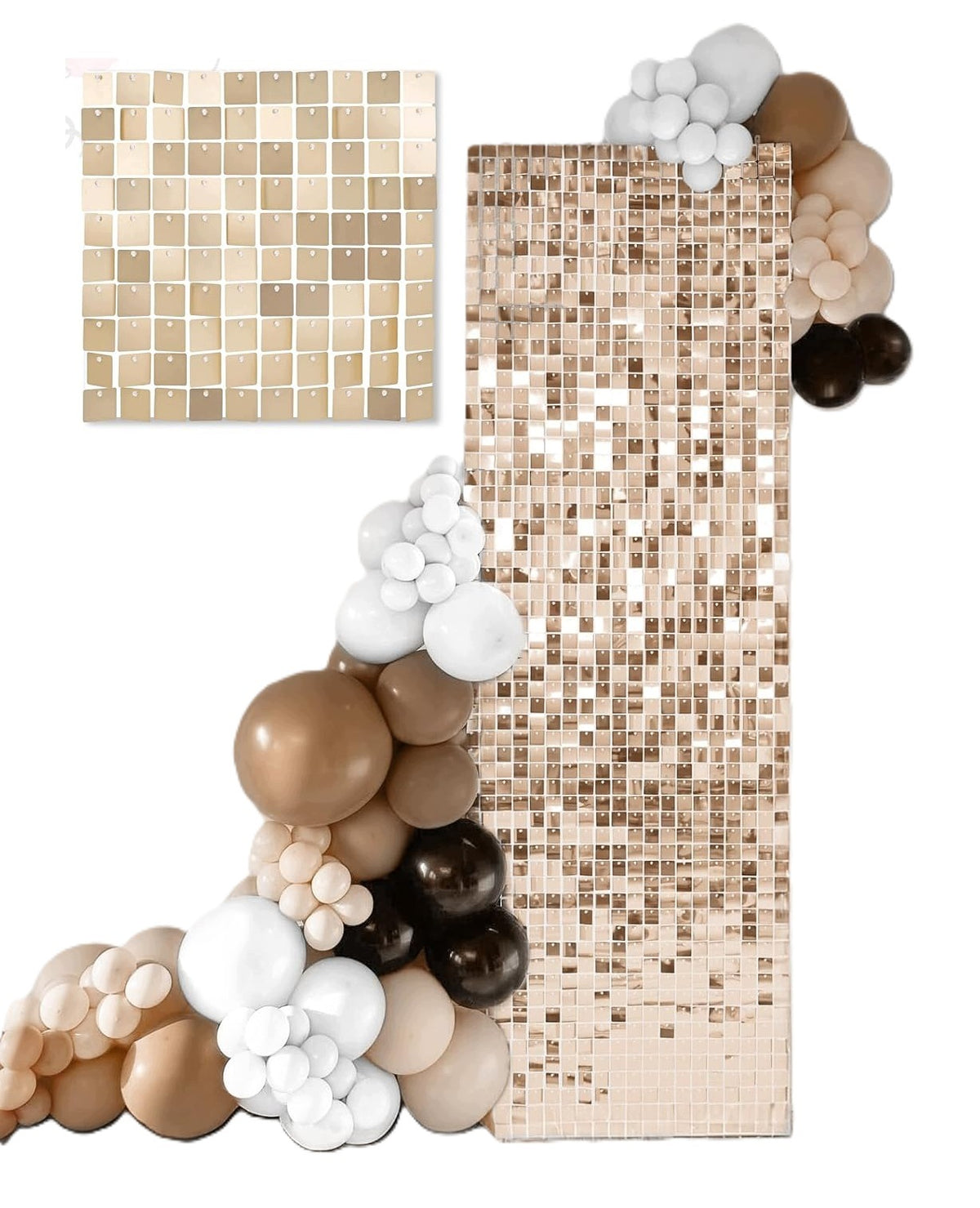 Glossy wall panels 24 pieces champagne gold sequins 33x33cm 2,6sqm