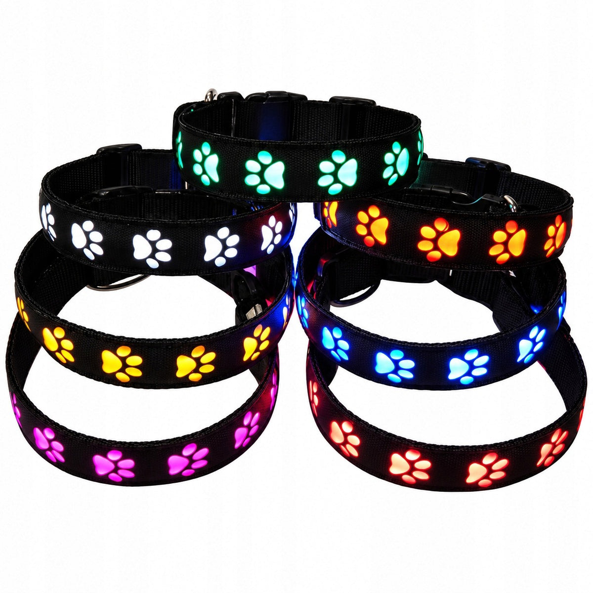 Glowing Cat Dog Collar Adjustable LED Size XS 25-30 cm COLORS