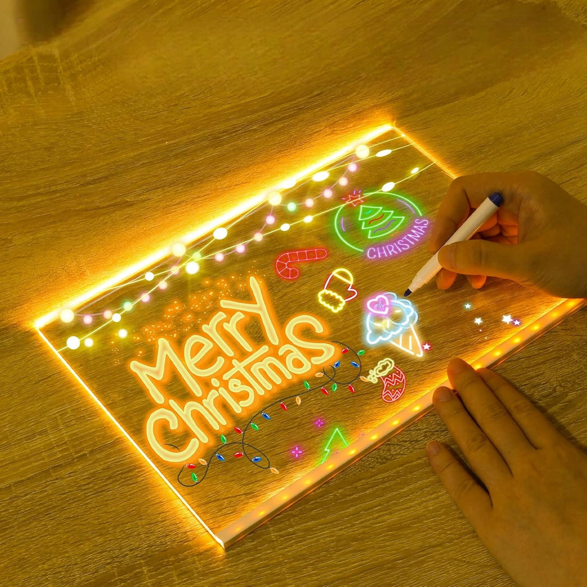 Glowing LED Drawing Board for Kids Set with Illuminated Pens Packaging status original