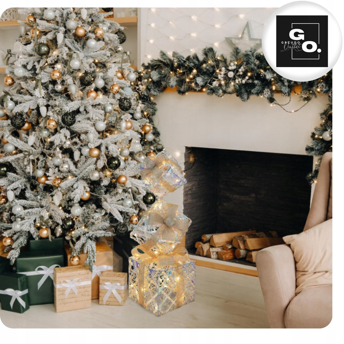 Glowing LED Gift Boxes Set of 3 Gift Boxes Decoration Manufacturer code 4066854919895