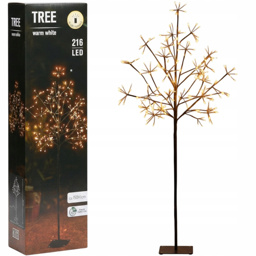 Glowing Tree Christmas Tree 150cm 216 LED timer lights white warm outdoor