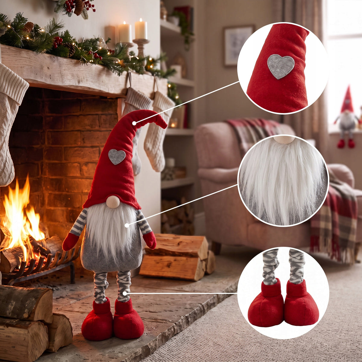 Gnome Christmas Gnome Telescopic Large Gnome High Adjustable XL Product height 75 cm