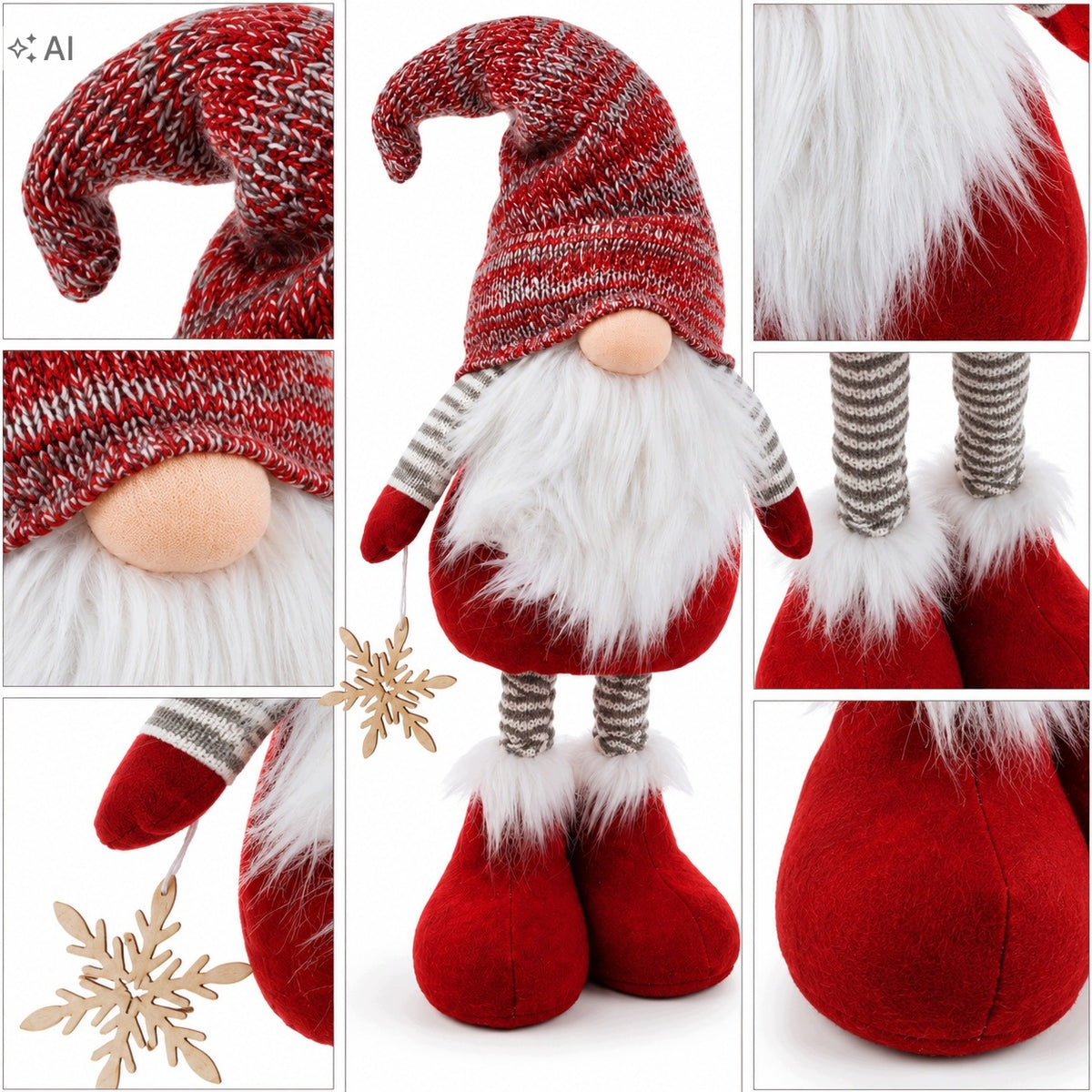 Gnome Christmas Gnome Telescopic Large High 82cm Adjustable Legs Manufacturer code Krasnal świąteczny dekoracja do domu pokoju