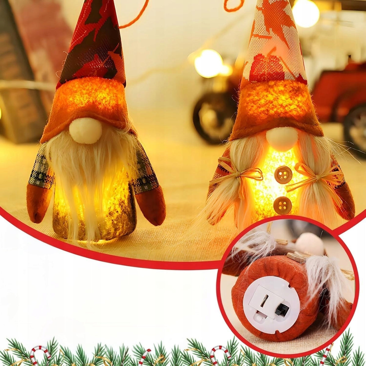 Gnome LED Gnome Glowing 2 Figurines | Christmas Decoration Manufacturer code TM-GN2LED-17CM