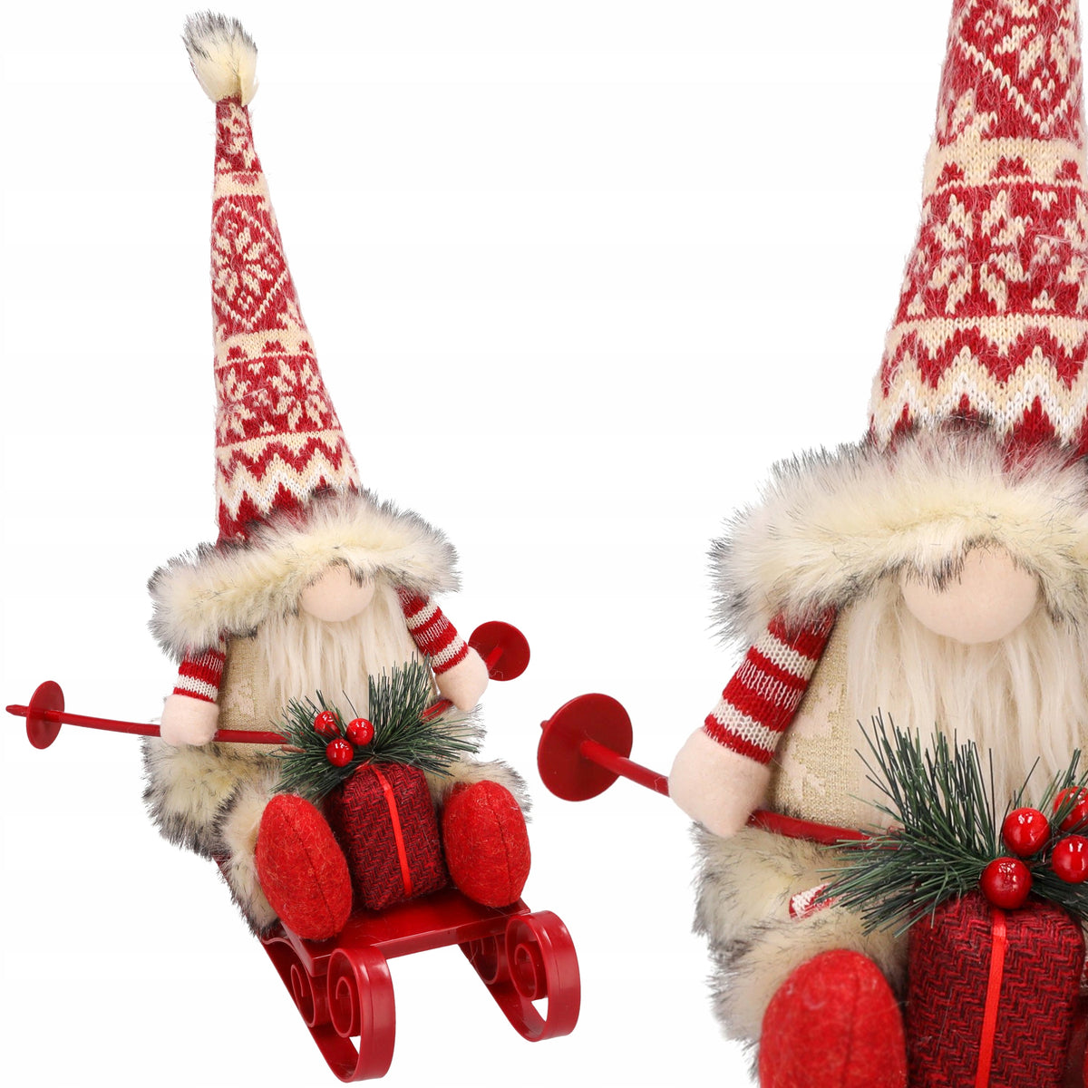 Gnome SANTA CLAUS on sled GLOWING Christmas 40 cm FOR CHRISTMAS gnome JUMI