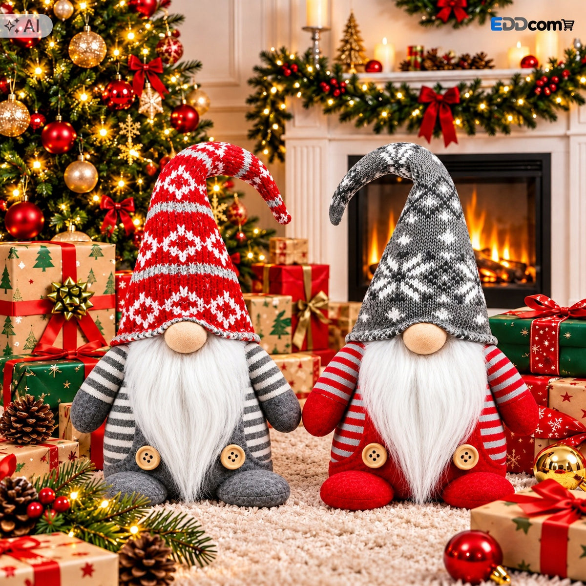 Gnomes Christmas Gnome GNOME Couple Gnome LARGE Christmas Ornament Gift Brand Eddcom