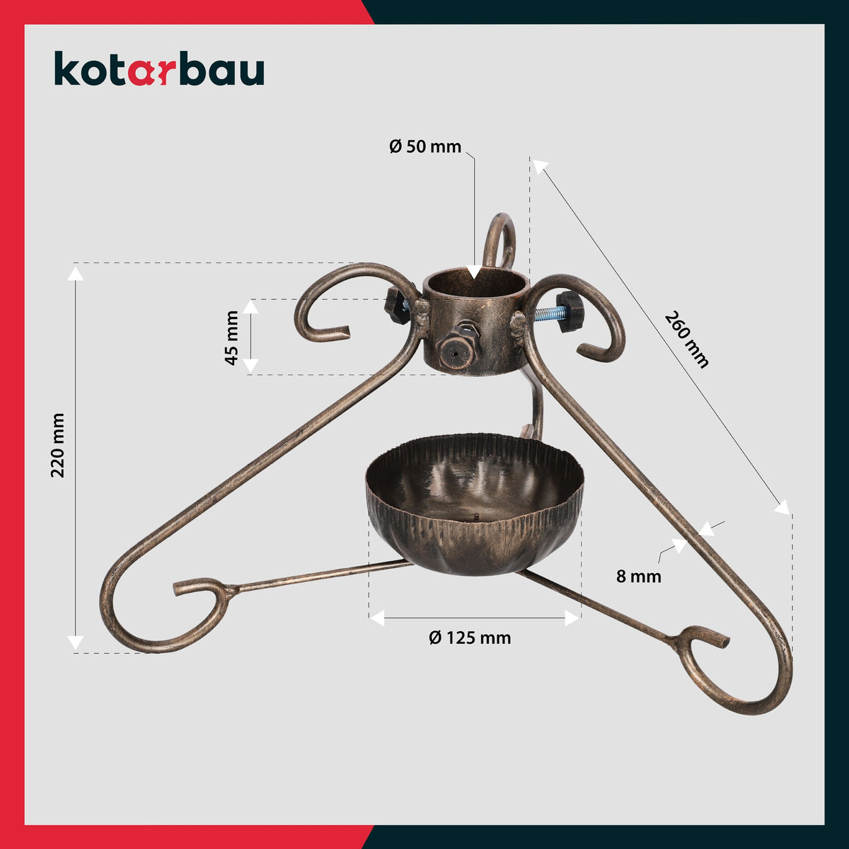 Gold CHRISTMAS TREE Stand WITH WATER STAND for LIVE CHRISTMAS TREE 150 cm METAL Brand Kotarbau