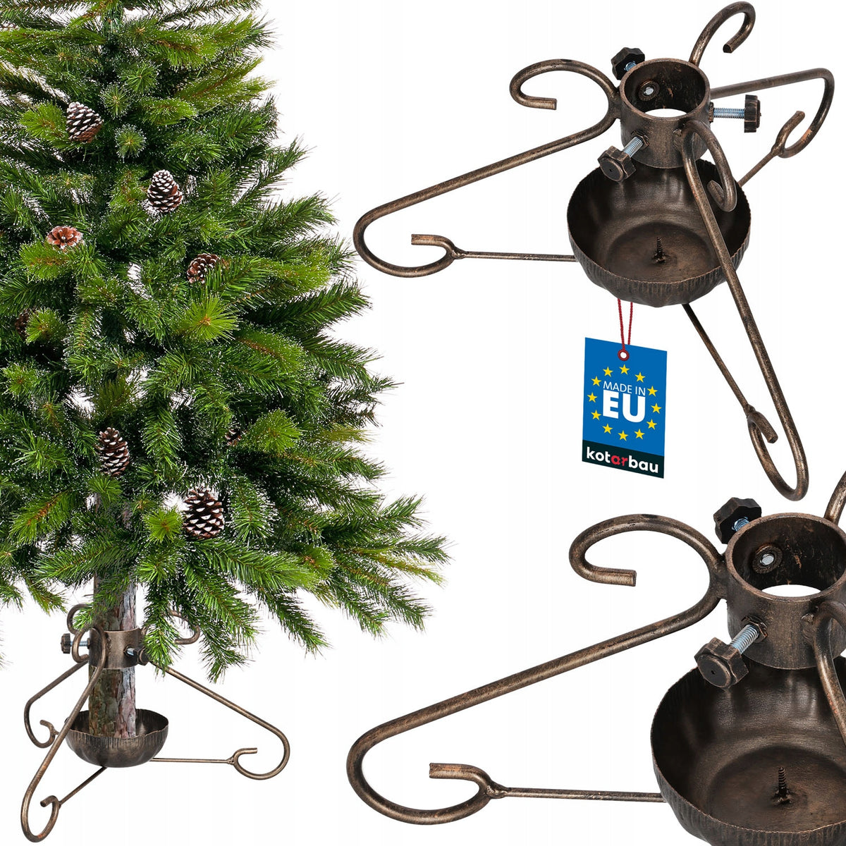 Gold CHRISTMAS TREE Stand WITH WATER STAND for LIVE CHRISTMAS TREE 150 cm METAL