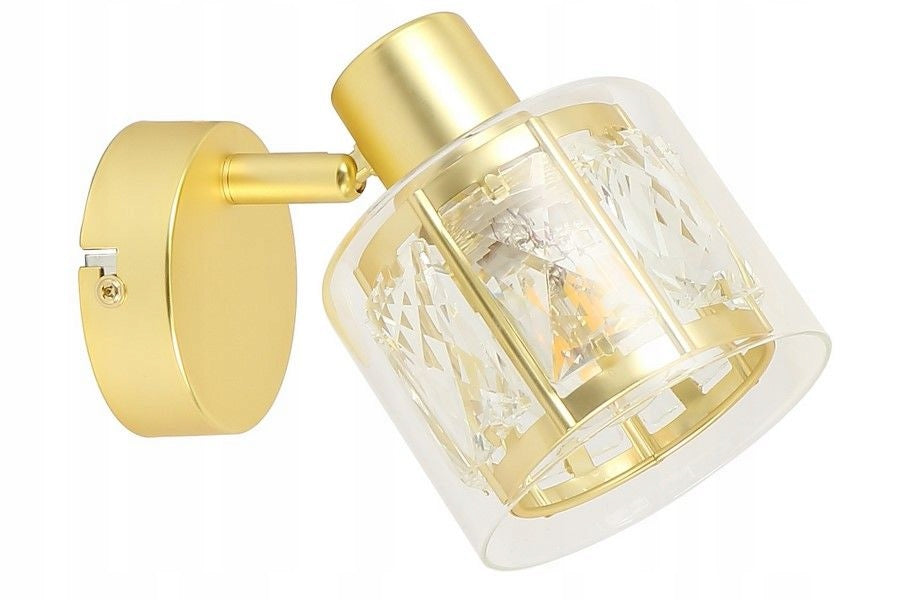 Gold wall lamp with crystals, double shade Elmo, glamorous lighting Batteries included no