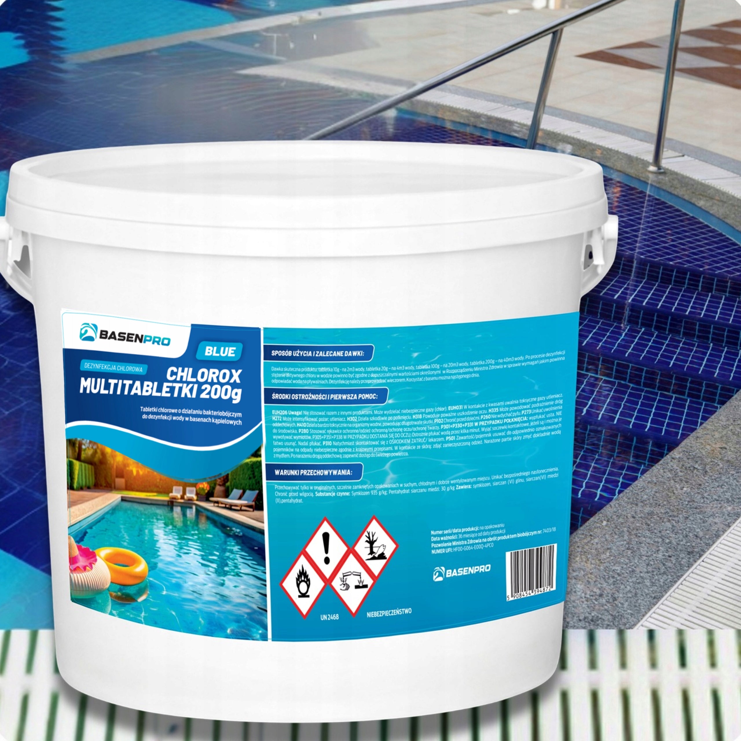 Good Chlorine tablets for swimming pool MULTITABLETS 200G BLUE 5KG MULTIFUNCTIONAL Manufacturer code CHLOR TABLETKI DO BASENU 200g BLUE 5kg