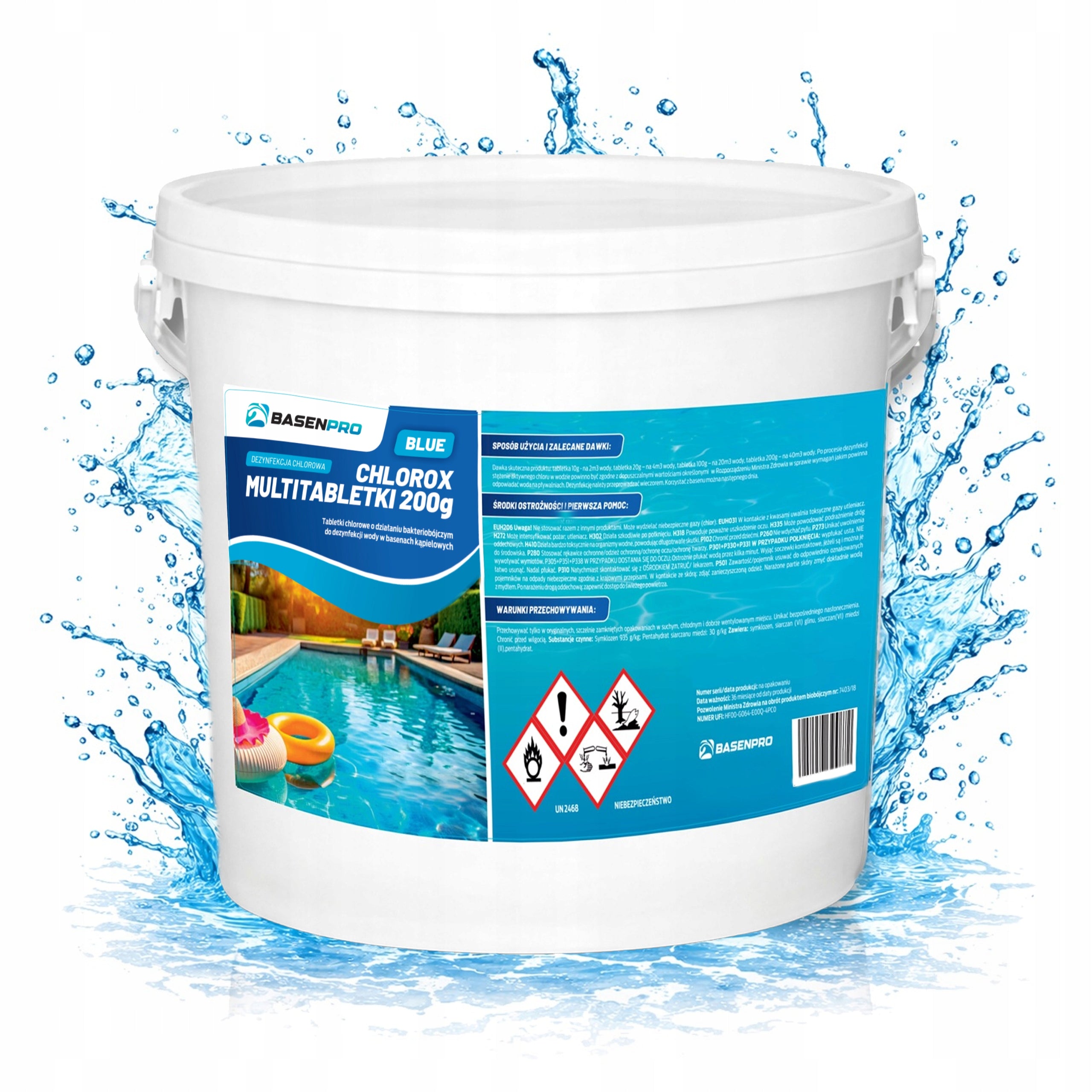 Good Chlorine tablets for swimming pool MULTITABLETS 200G BLUE 5KG MULTIFUNCTIONAL Packaging status original
