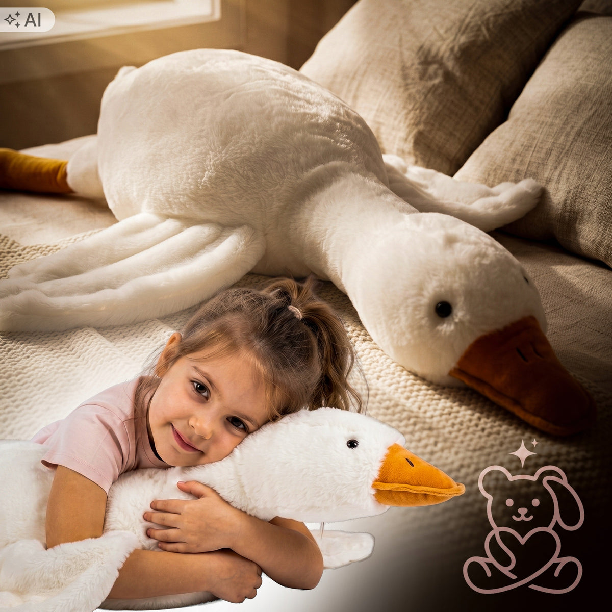 Goose Large Plush Toy Pillow 130Cm Hugging Baby Toy Manufacturer code Duża pluszowa Gęś XXXL130cm maskotka b48r1