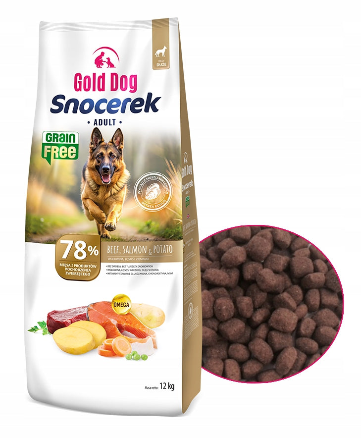 Grain-free dry dog food Gold Dog Snocerek 12 kg beef and salmon Manufacturer code 4011290430176