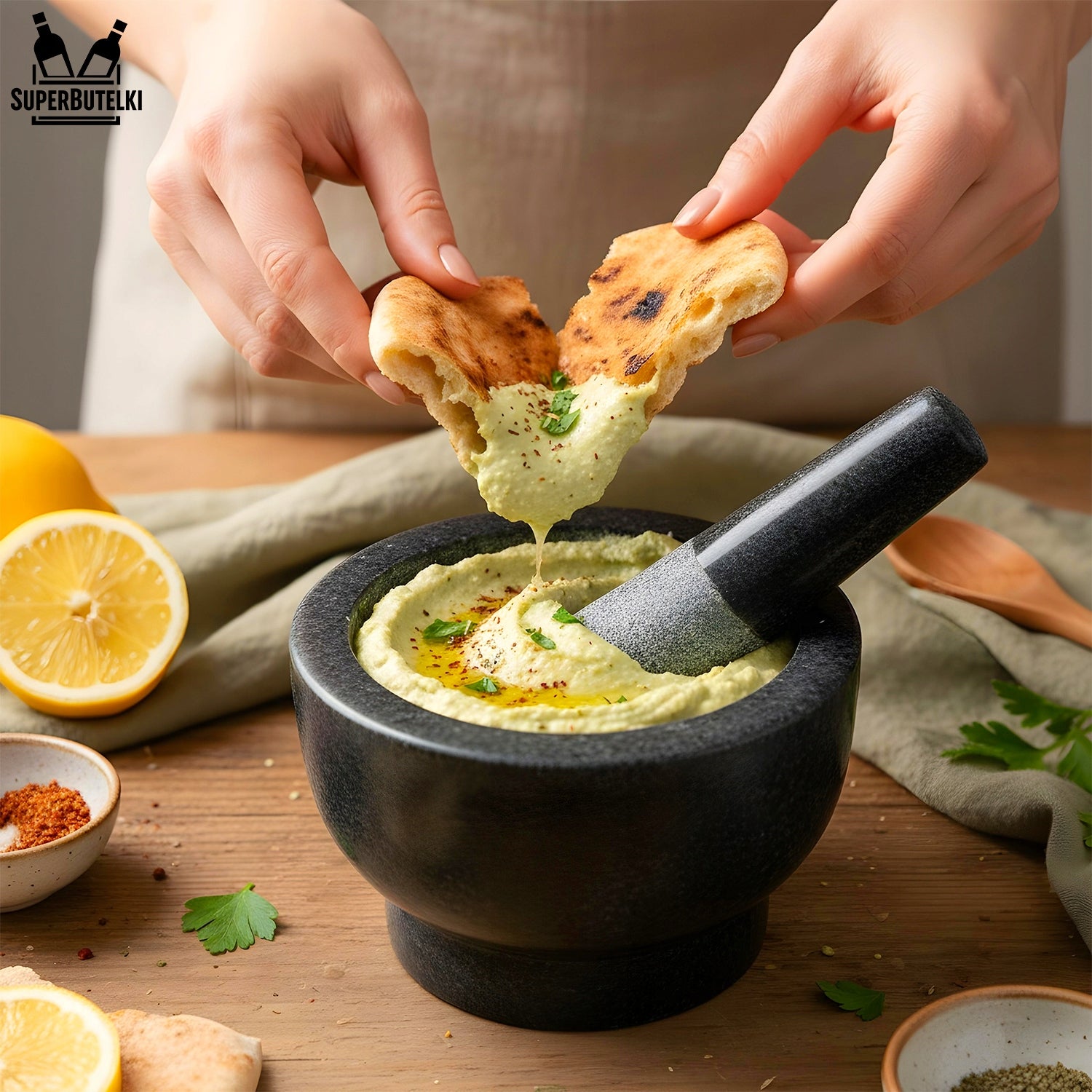 Granite Stone Mortar for Spices with Pestle Kitchen Mortar Brand SuperButelki