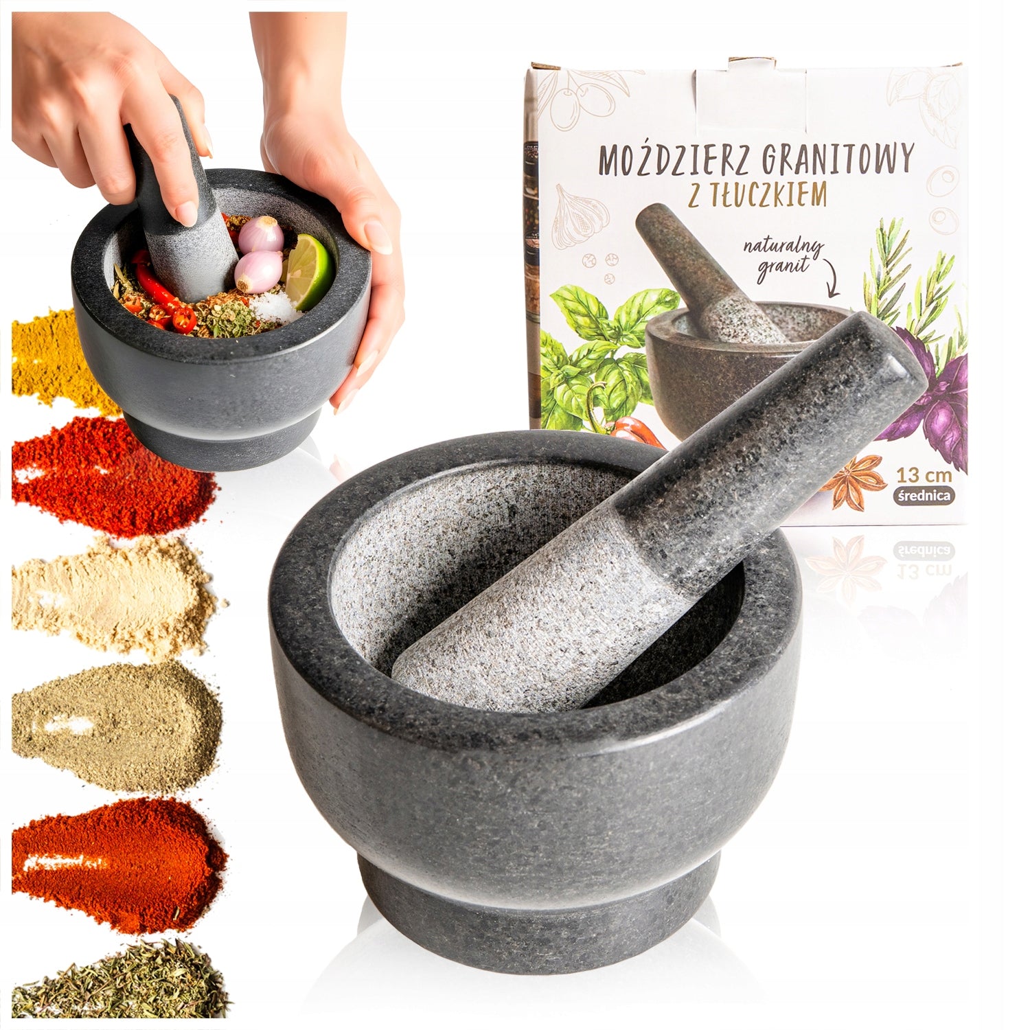Granite Stone Mortar for Spices with Pestle Kitchen Mortar Packaging status original