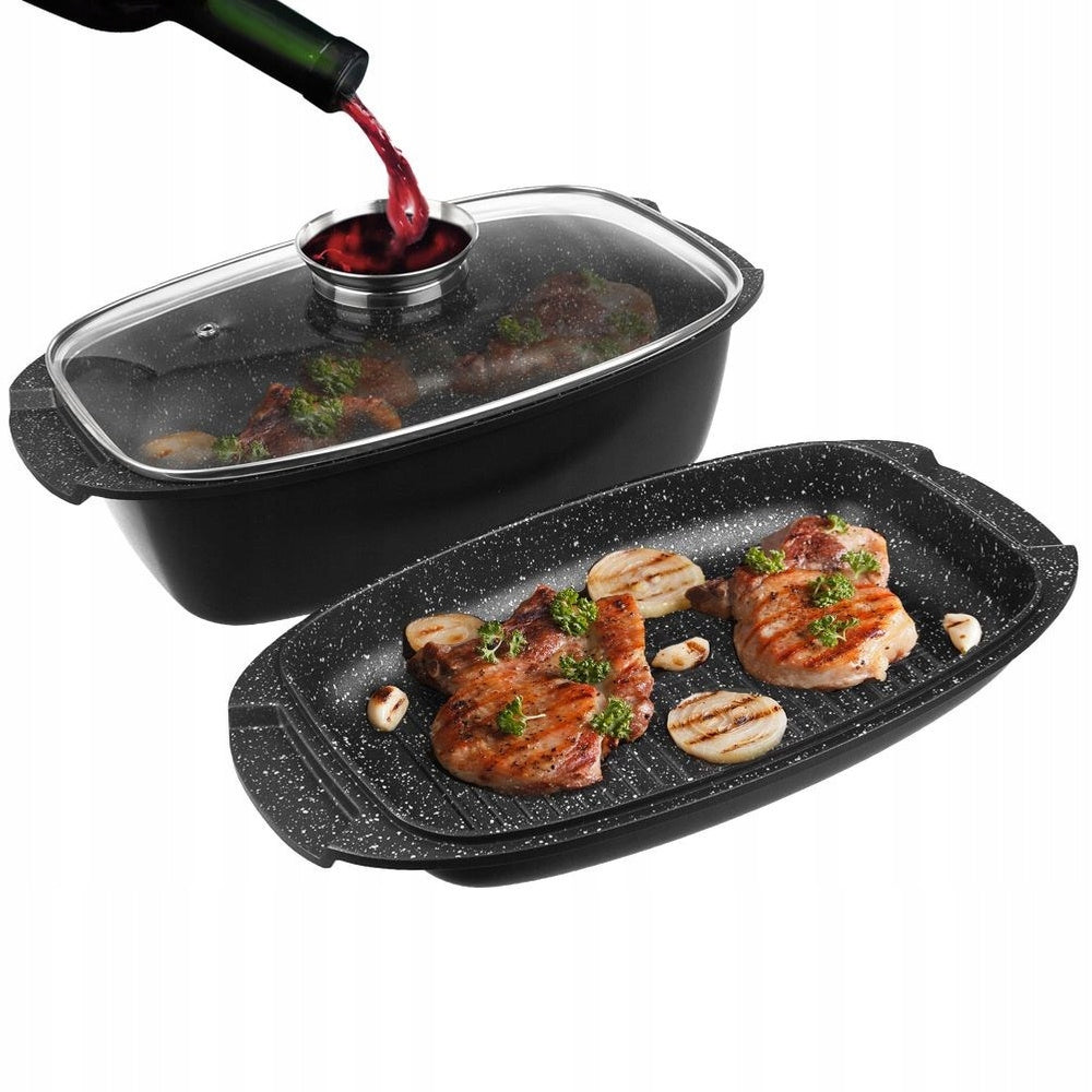 Granite pan with lid 3in1 GRANDE 5 l, 39x22 cm