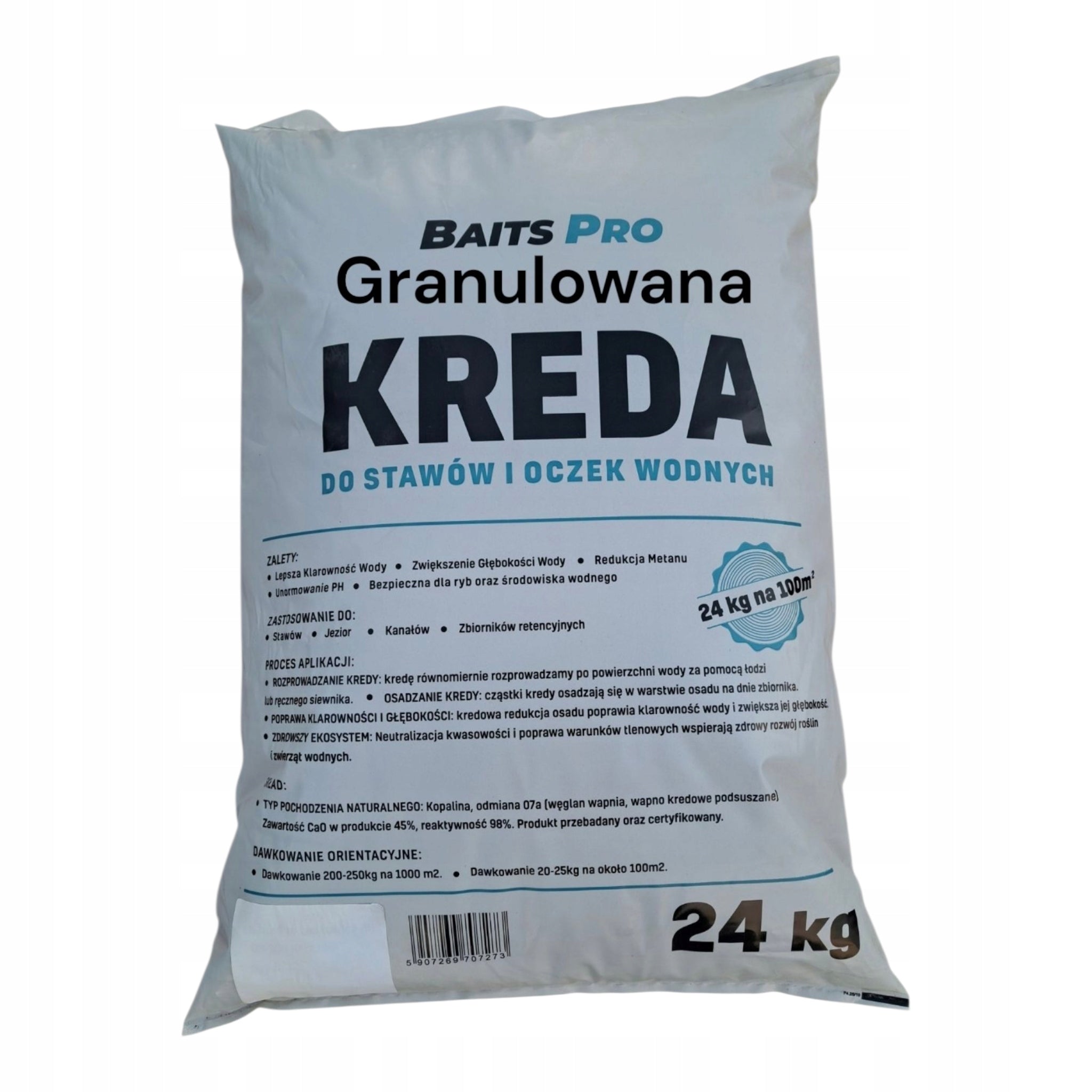 Granulated pond chalk, Water mesh chalk - 24kg granulated dry
