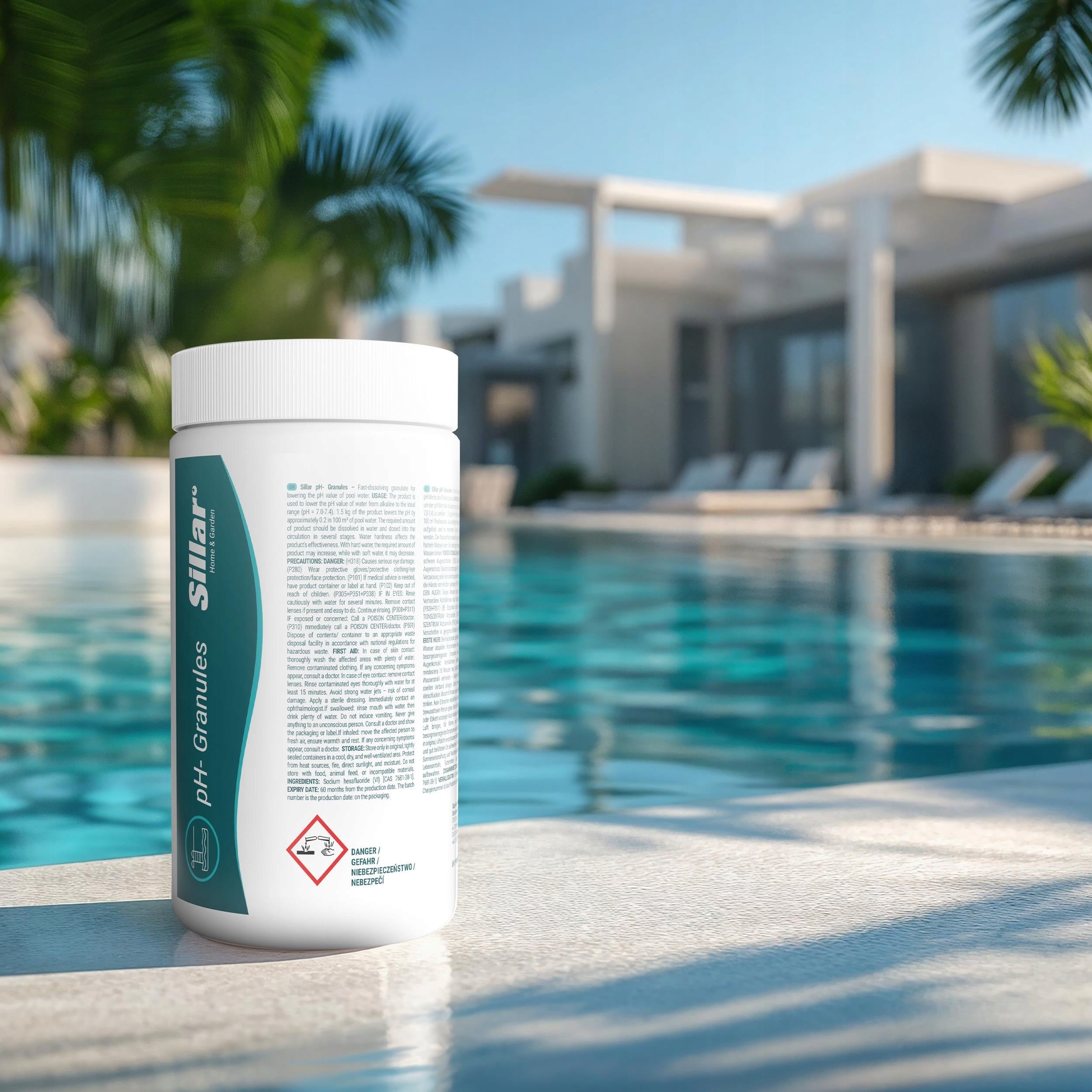 Granules for swimming pool lowering pH- minus chemistry for swimming pool jacuzzi spa 1,5kg Manufacturer code SIL2236-1