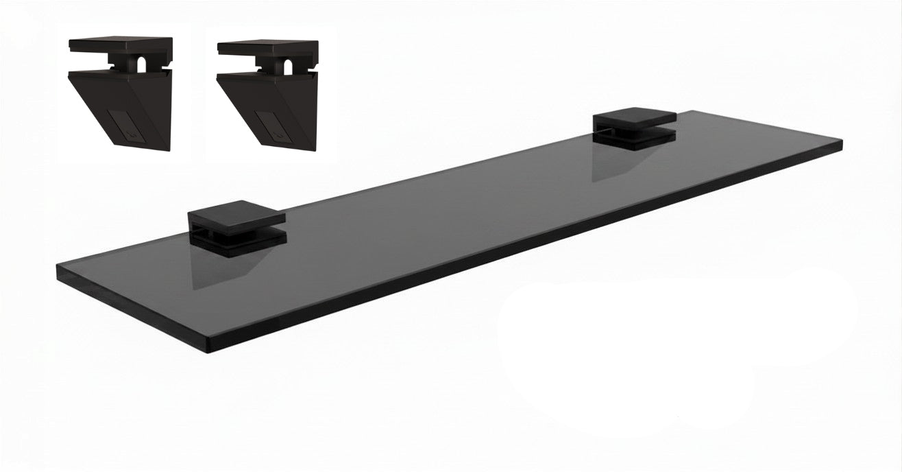 Graphite glass shelf 8mm 40x14cm black handles