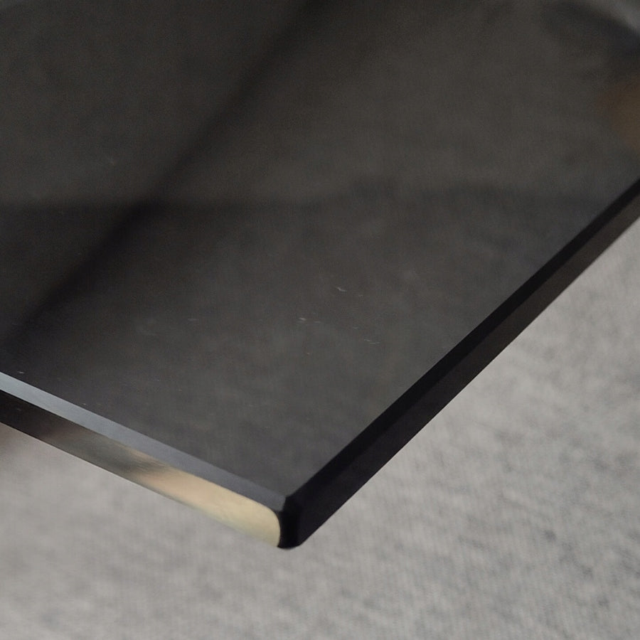Graphite glass shelf 8mm 60x14cm black handles Furniture height 0.8 cm