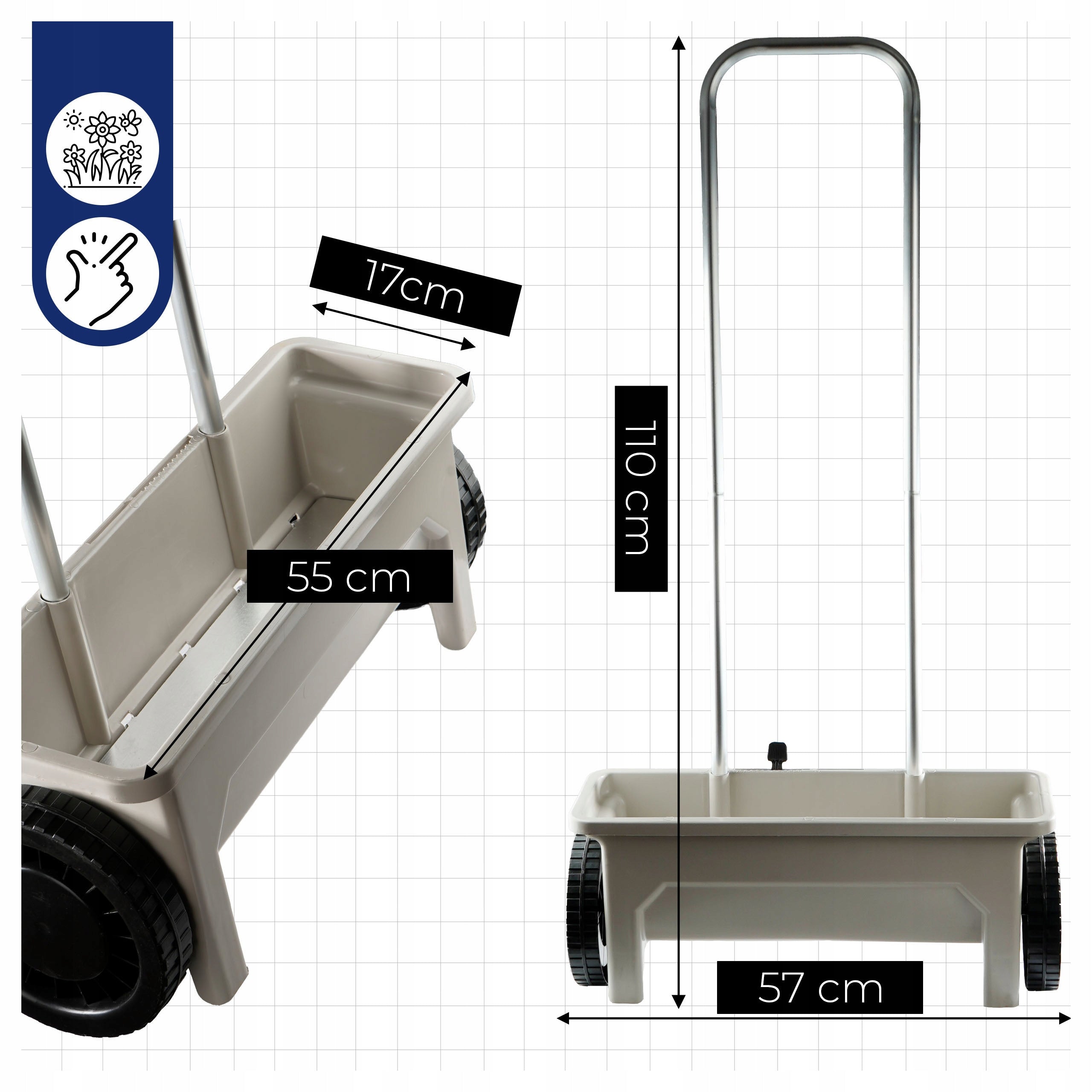 Grass Seed Drill Handheld Garden Sand Salt Fertilizer Seed Spreader 12l Packaging status original