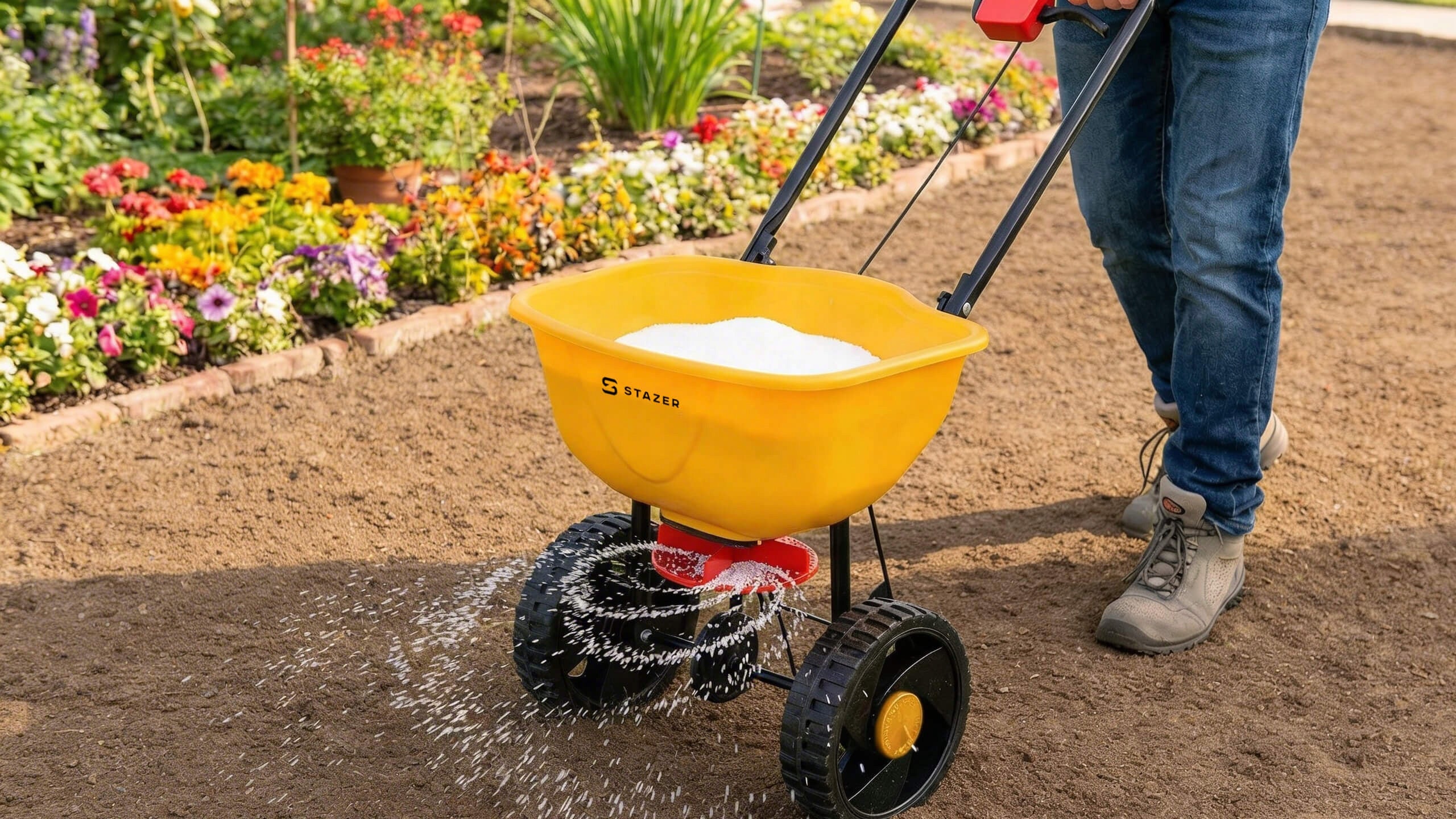 Grass seed drill manual sand salt seed fertilizer spreader 15l Series Garden
