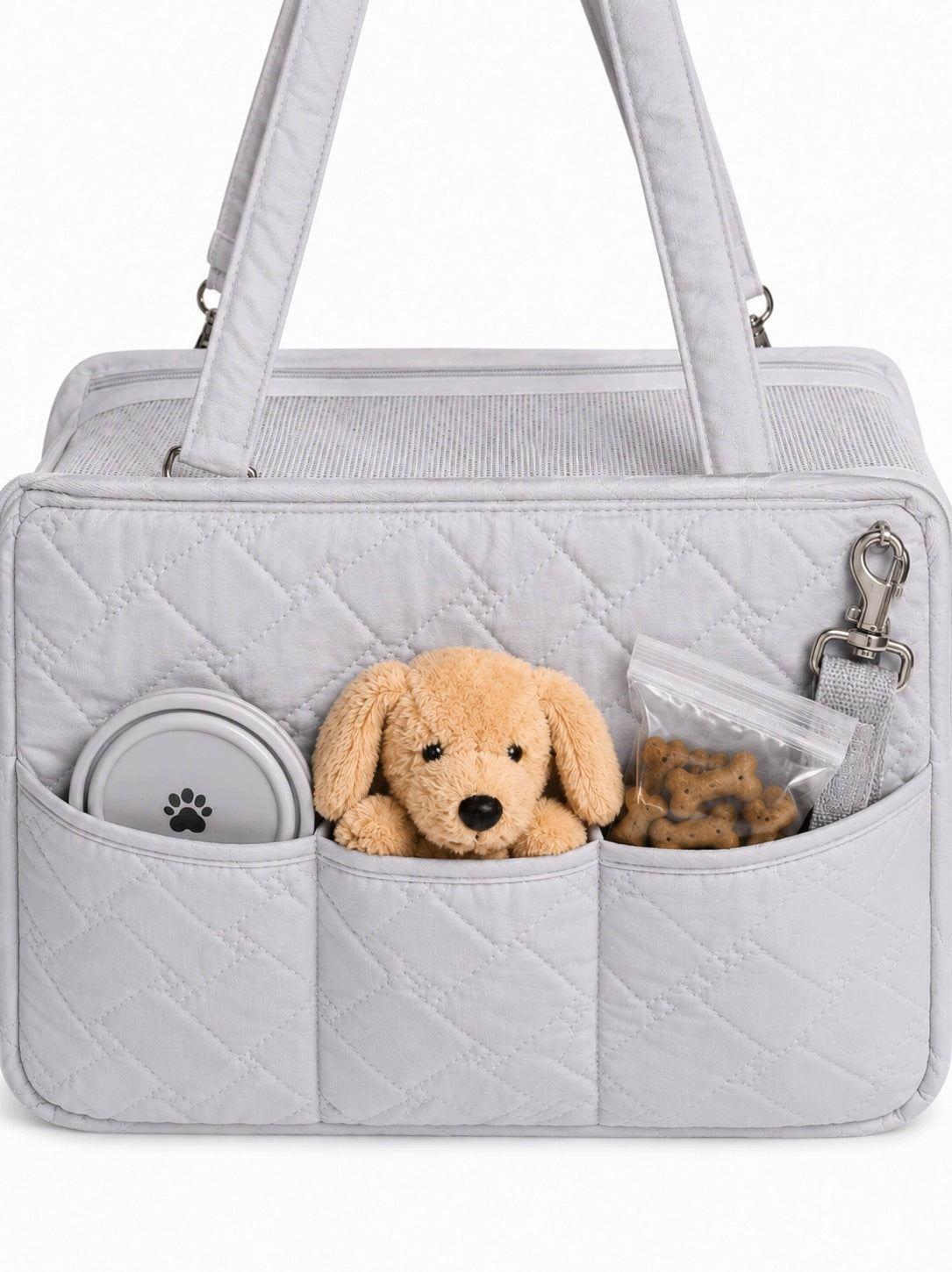 Gray Dog Carrier Bag for Small Dogs - Travel Tote with Mesh Packaging status original