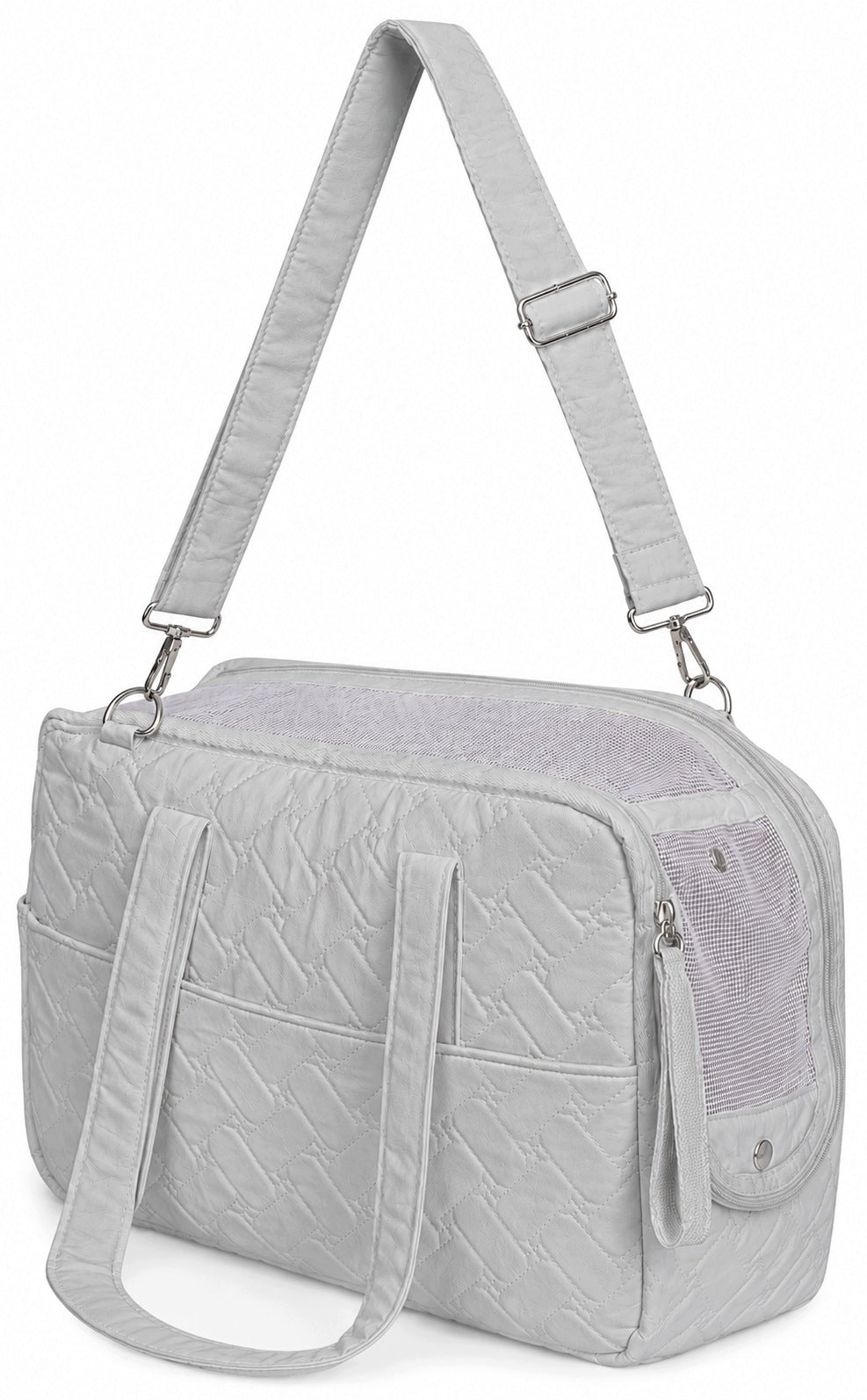 Gray Dog Carrier Bag for Small Dogs - Travel Tote with Mesh