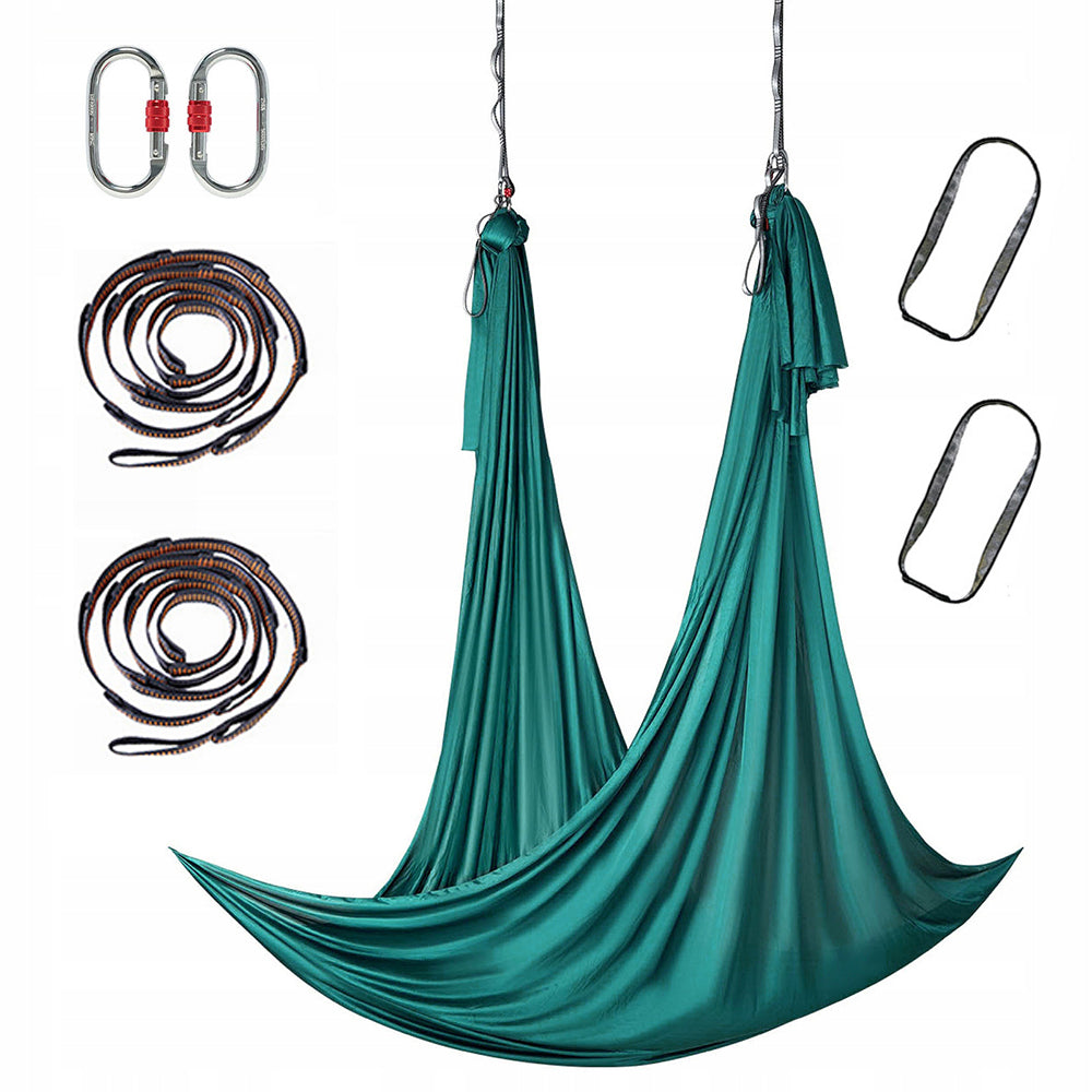 Green Air Yoga Hammock with Extension Straps AERIAL YOGA 4M