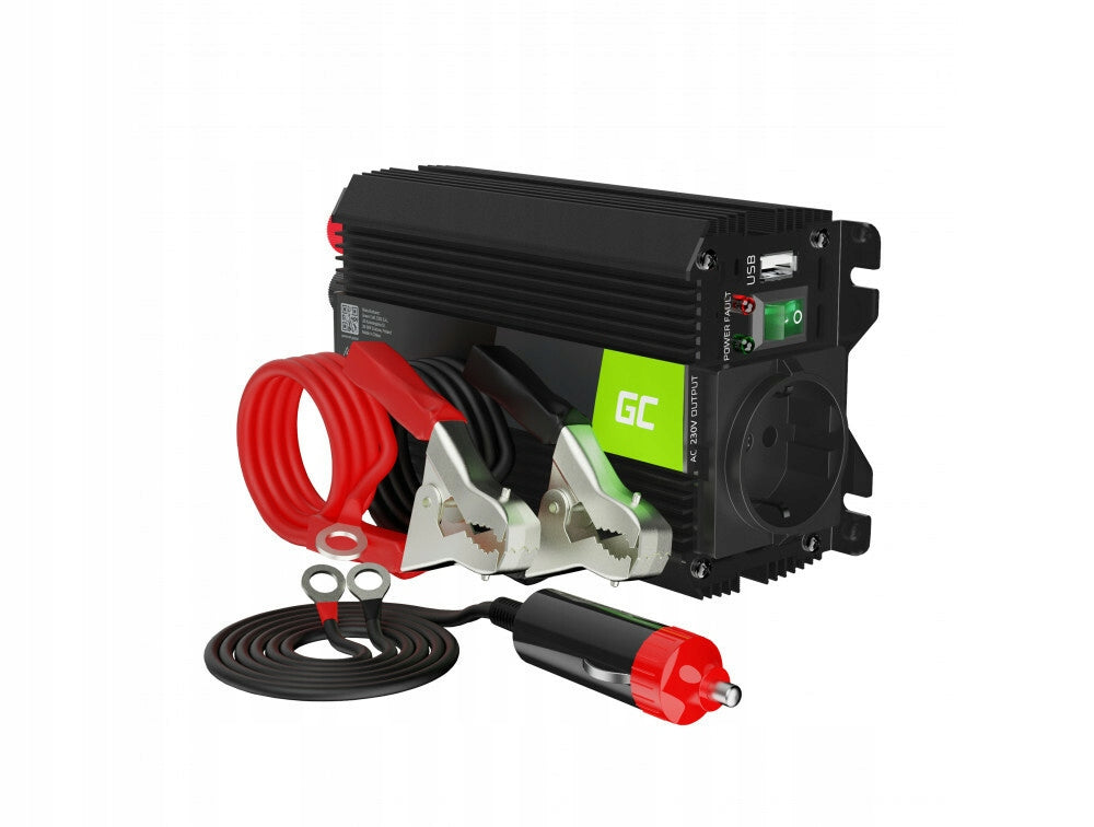 Green Cell INVGC02 automobilový měnič napětí 24V to 230V, 300W / 600W s USB
