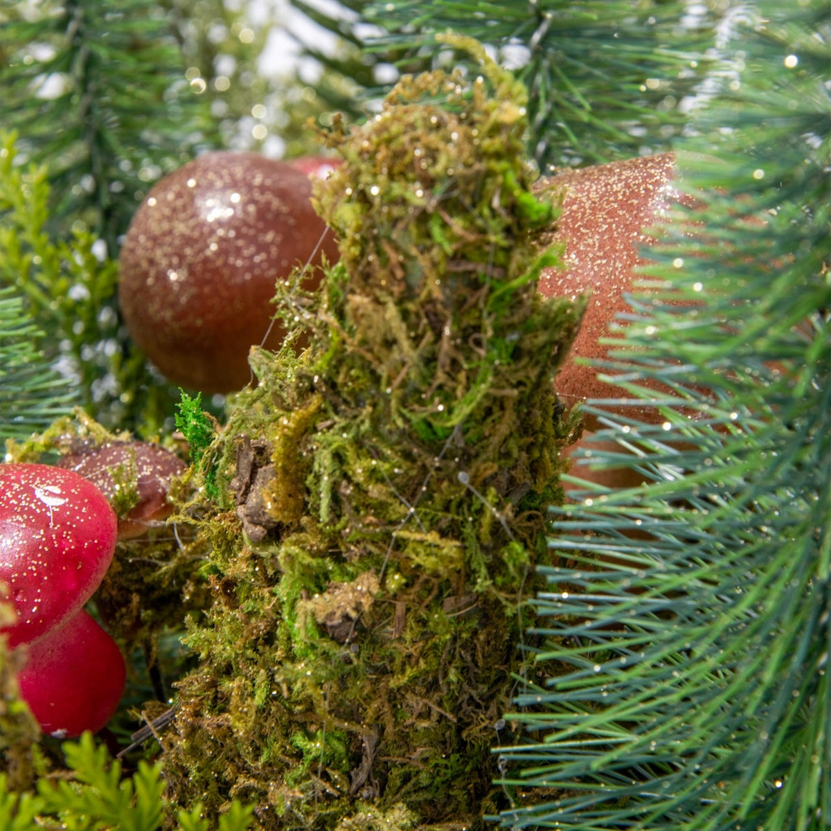 Green Natural Christmas Reed with Moss and Mushrooms 120 cm - PREMIUM Packaging status original