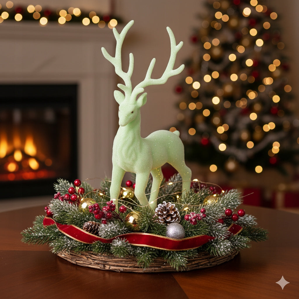 Green reindeer XL standing Christmas figurine for Christmas gift 35 cm Manufacturer code SF2133